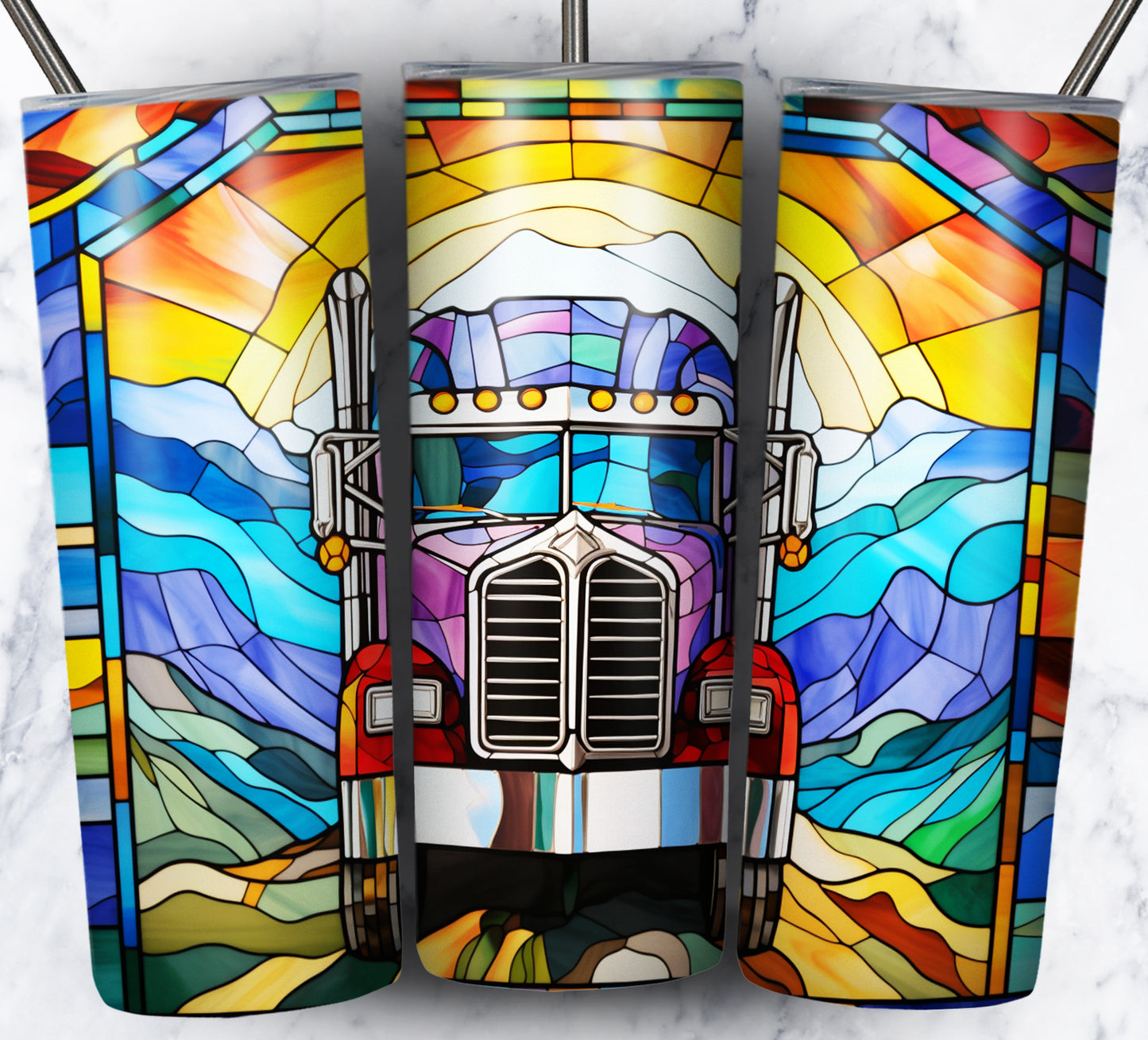 40+ Stain Glass Work Vehicles Sublimation 20oz Images Bundle