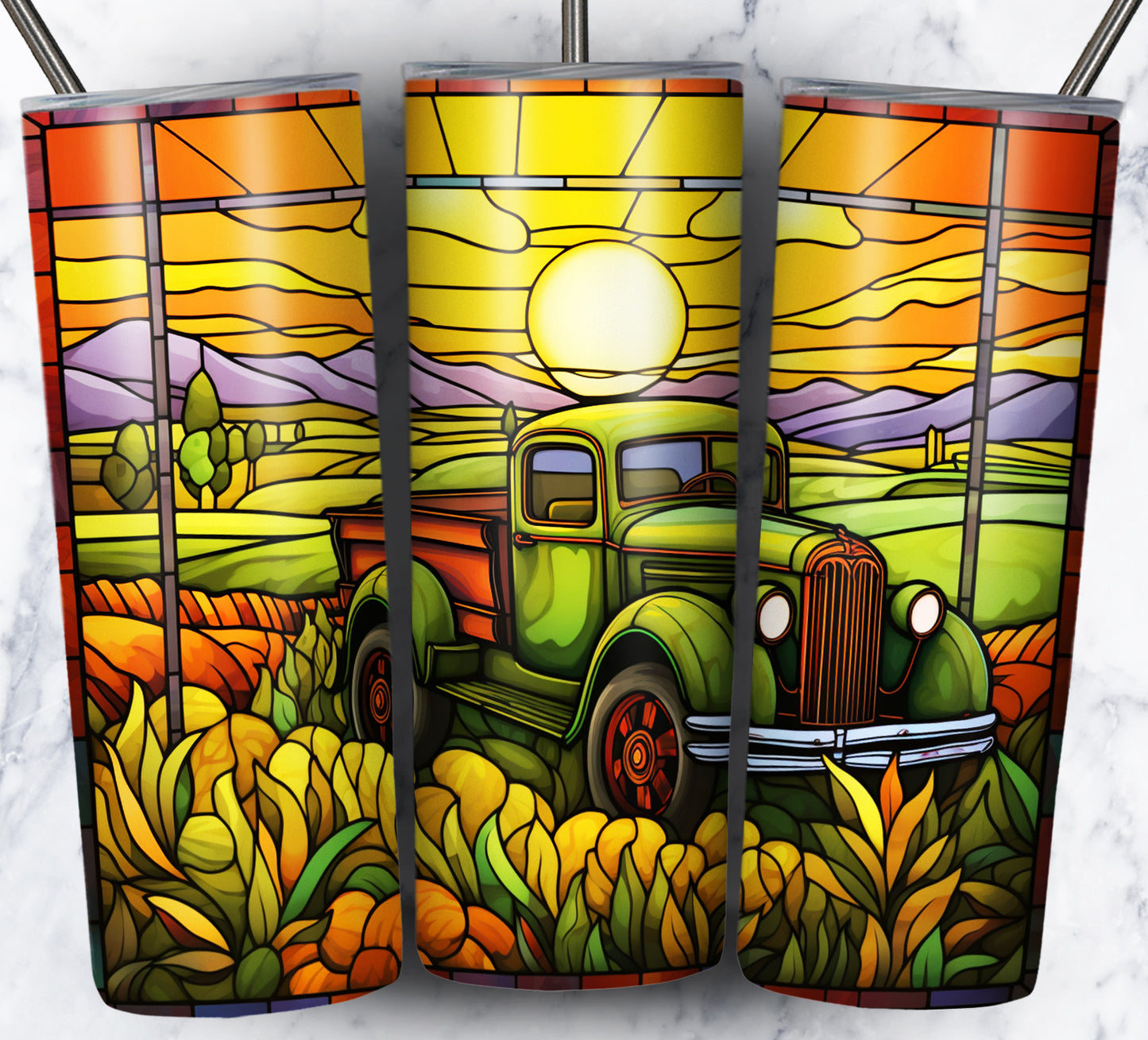 40+ Stain Glass Work Vehicles Sublimation 20oz Images Bundle