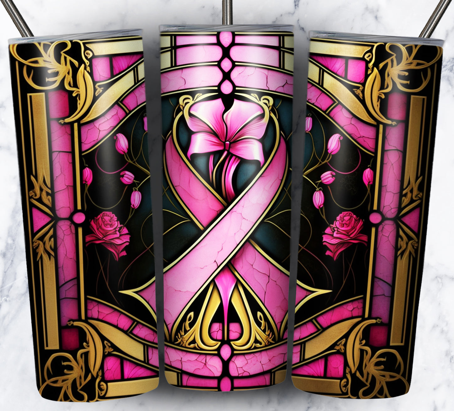 40+ Stain Glass Breast Cancer Sublimation 20oz Images Bundle