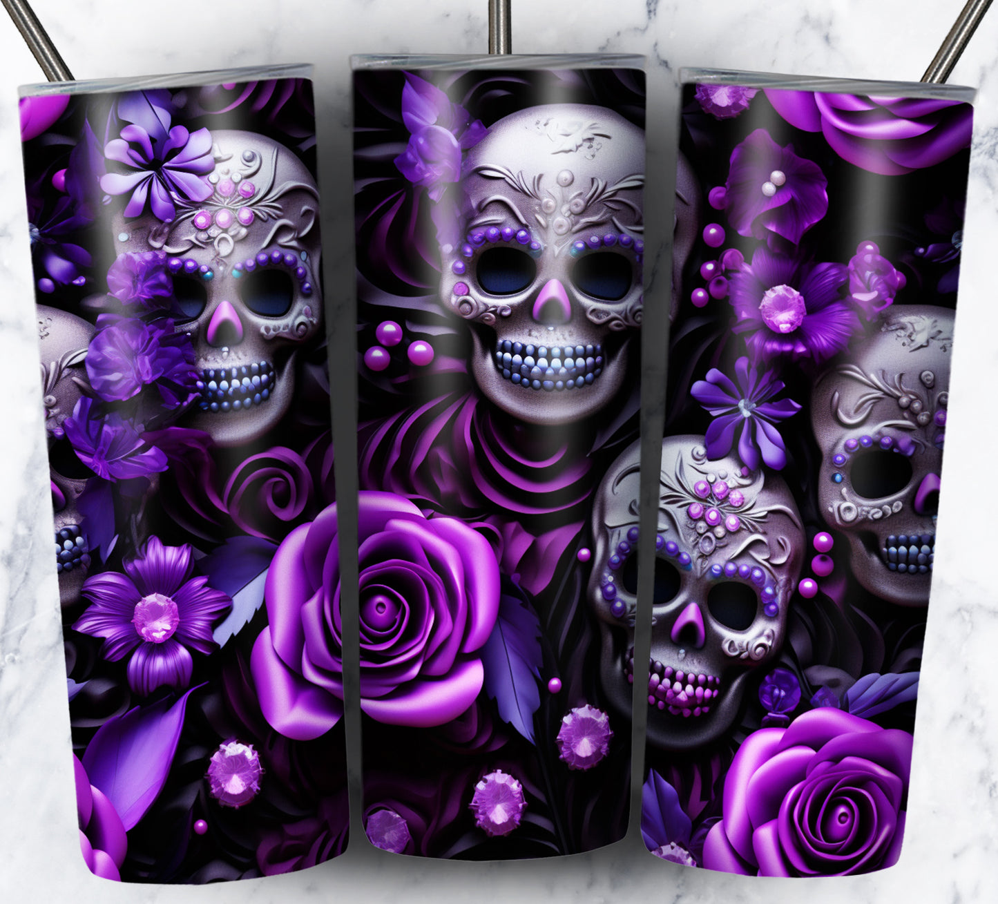 Skull Gems Sublimation 20oz Tumbler Images Bundle