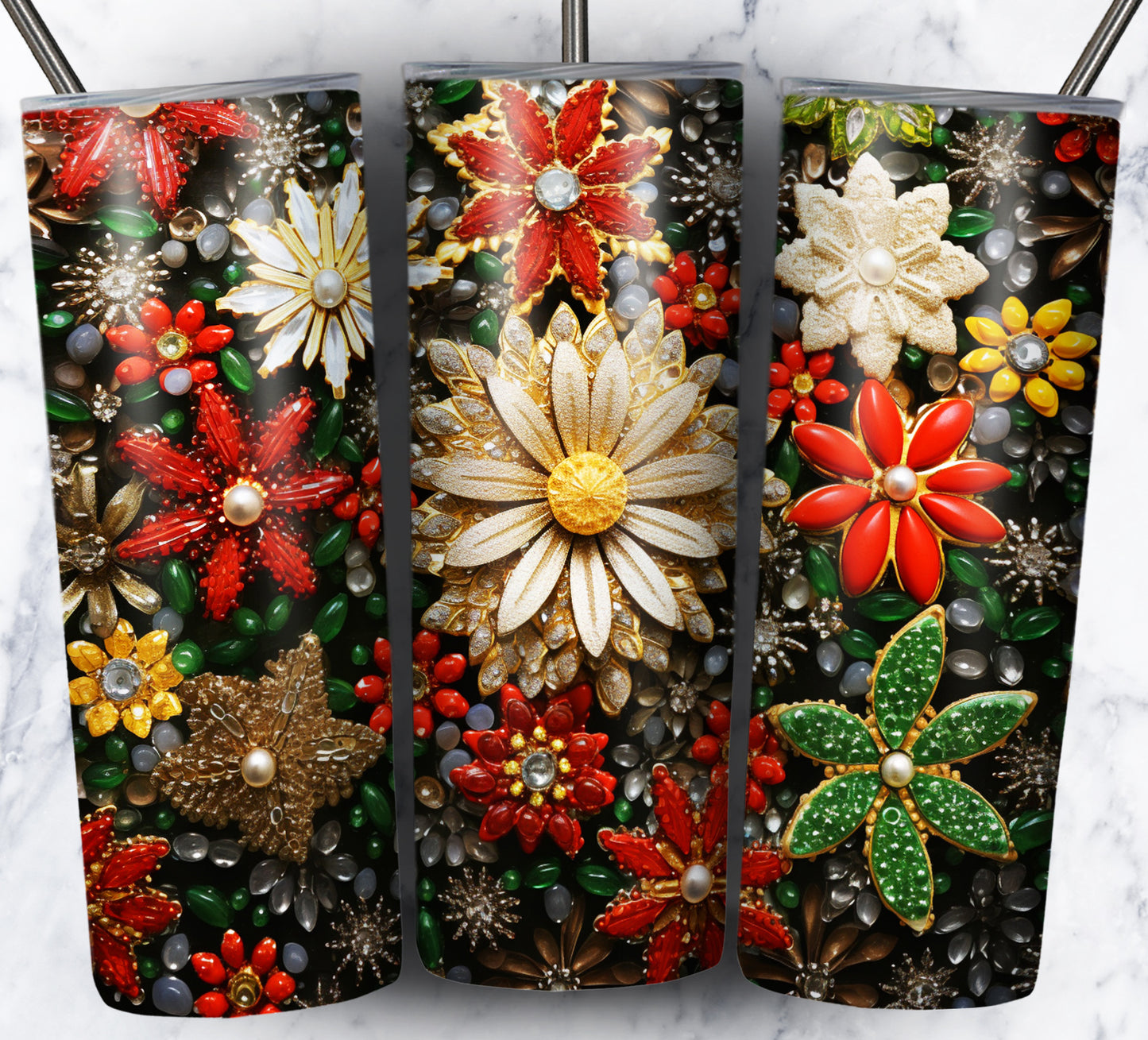 60+ 3D Christmas Floral Sublimation 20oz Images Bundle