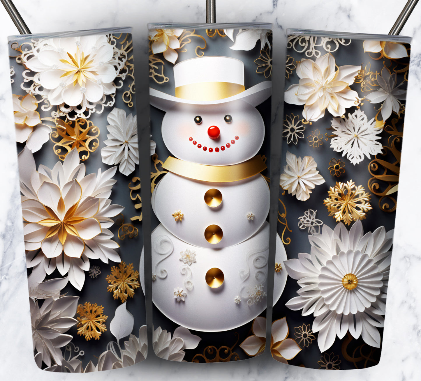 70 3D Christmas Snoman Sublimation 20oz Images Bundle