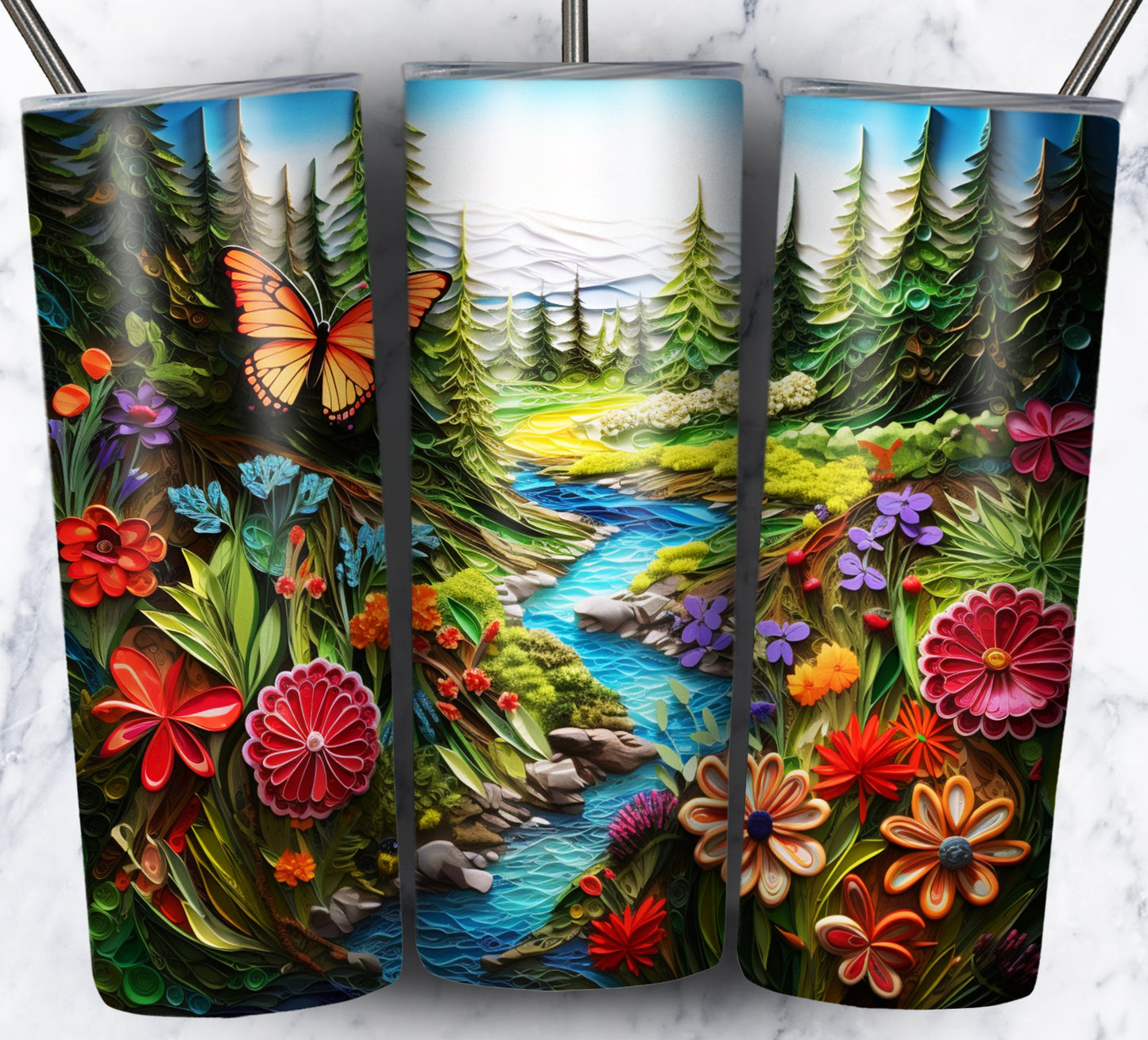 Paper Art Scenery Sublimation 20oz Tumbler Images Bundle