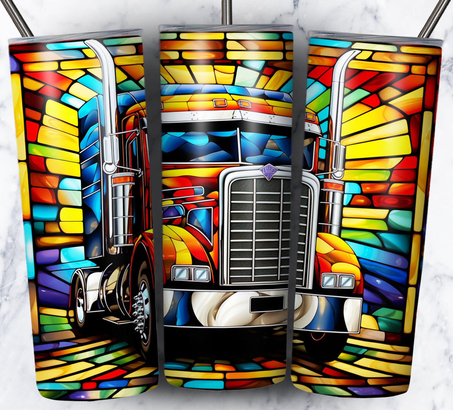 40+ Stain Glass Work Vehicles Sublimation 20oz Images Bundle