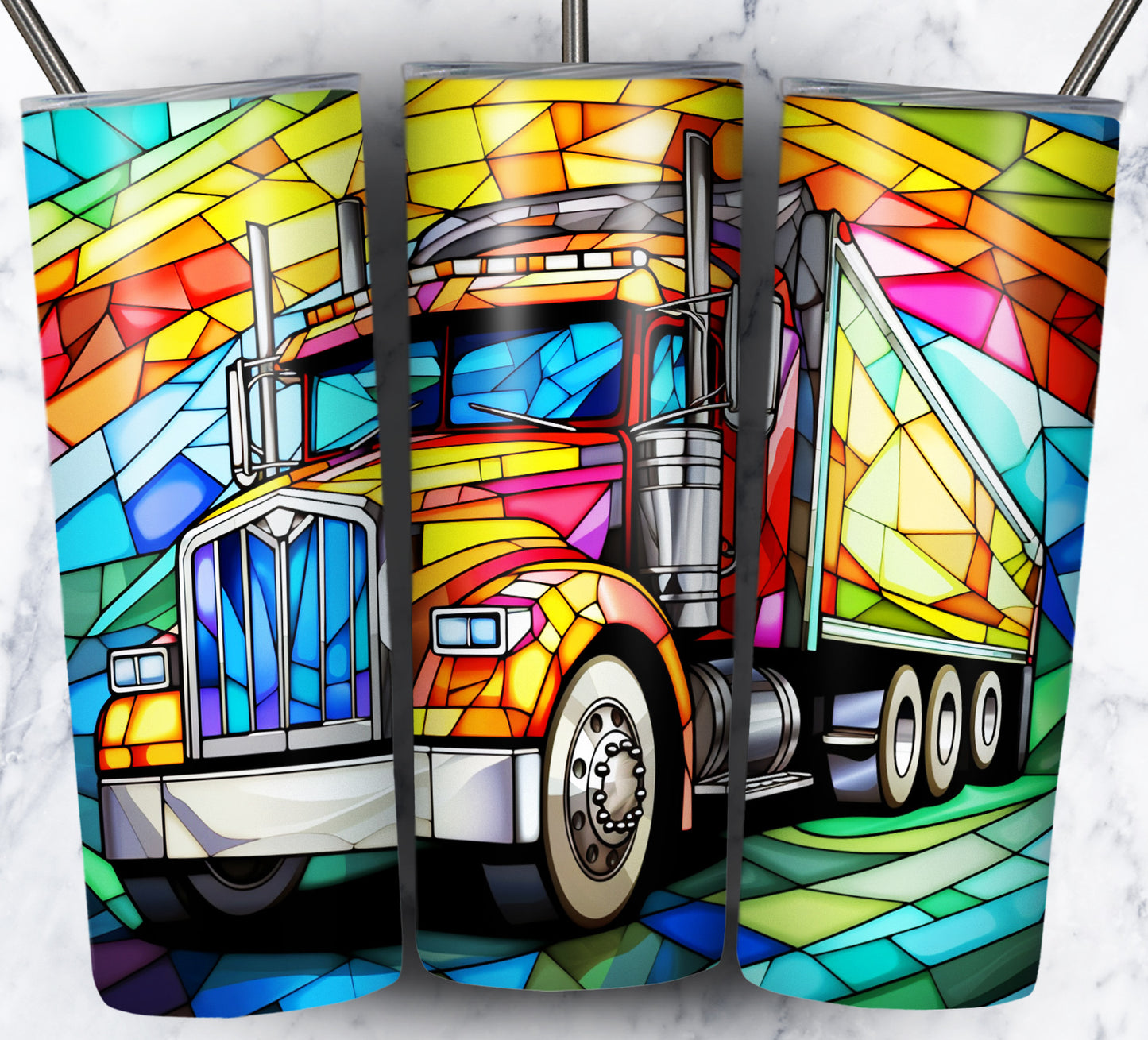 40+ Stain Glass Work Vehicles Sublimation 20oz Images Bundle