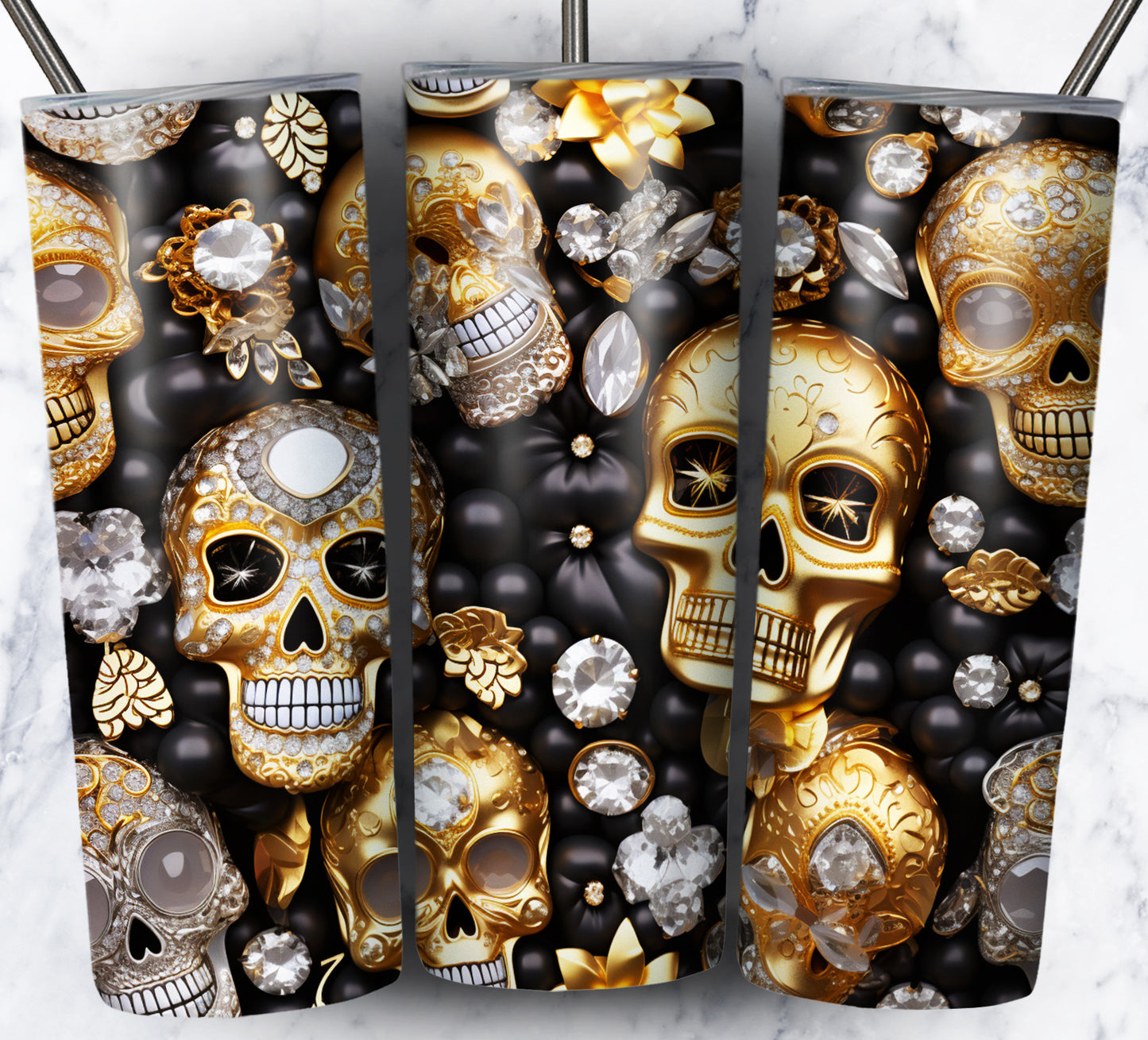 Skull Gems Sublimation 20oz Tumbler Images Bundle