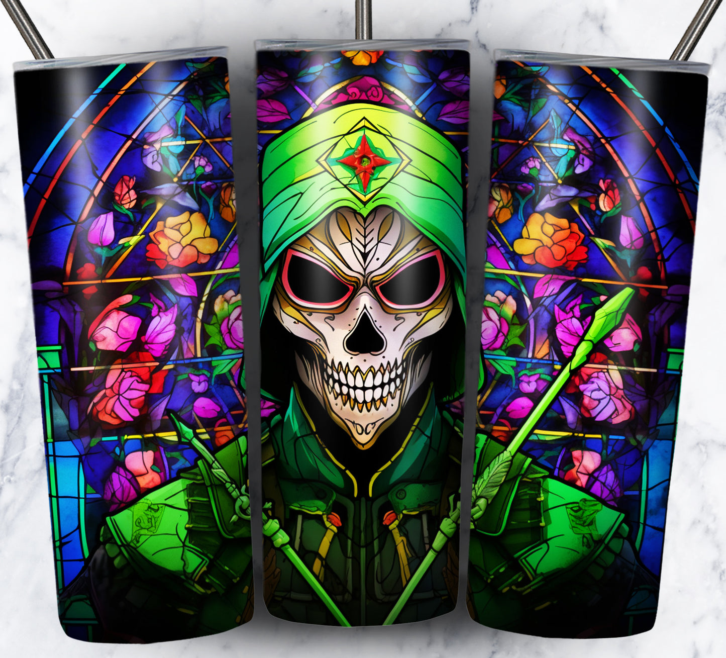 Superhero SugarSkull Sublimation 20oz Tumbler Images Bundle