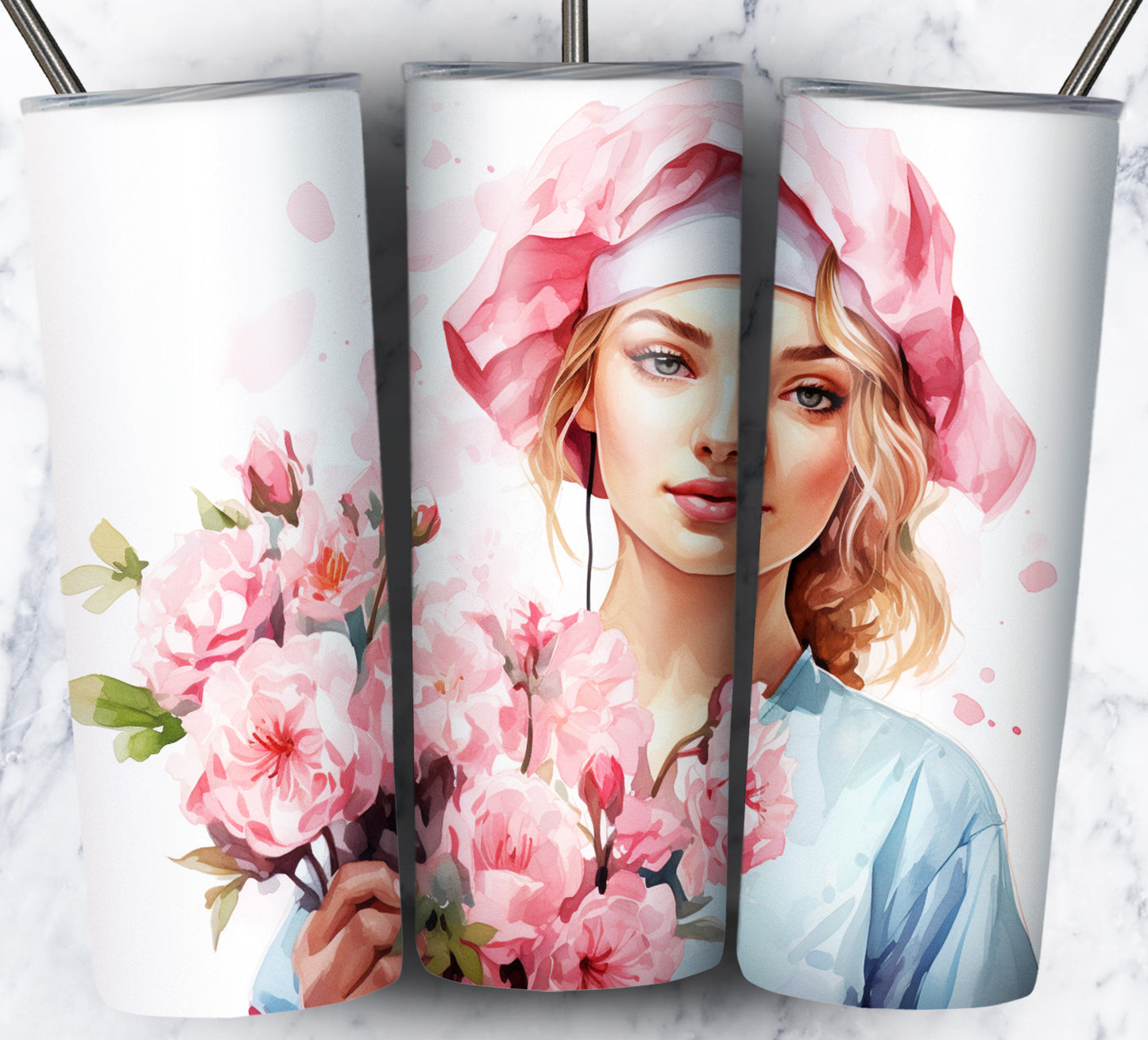 Nurse Floral Sublimation 20oz Tumbler Images Bundle