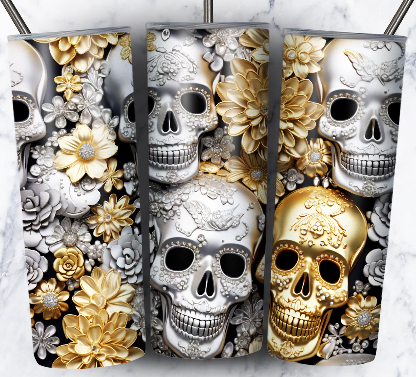 Skull Gems Sublimation 20oz Tumbler Images Bundle