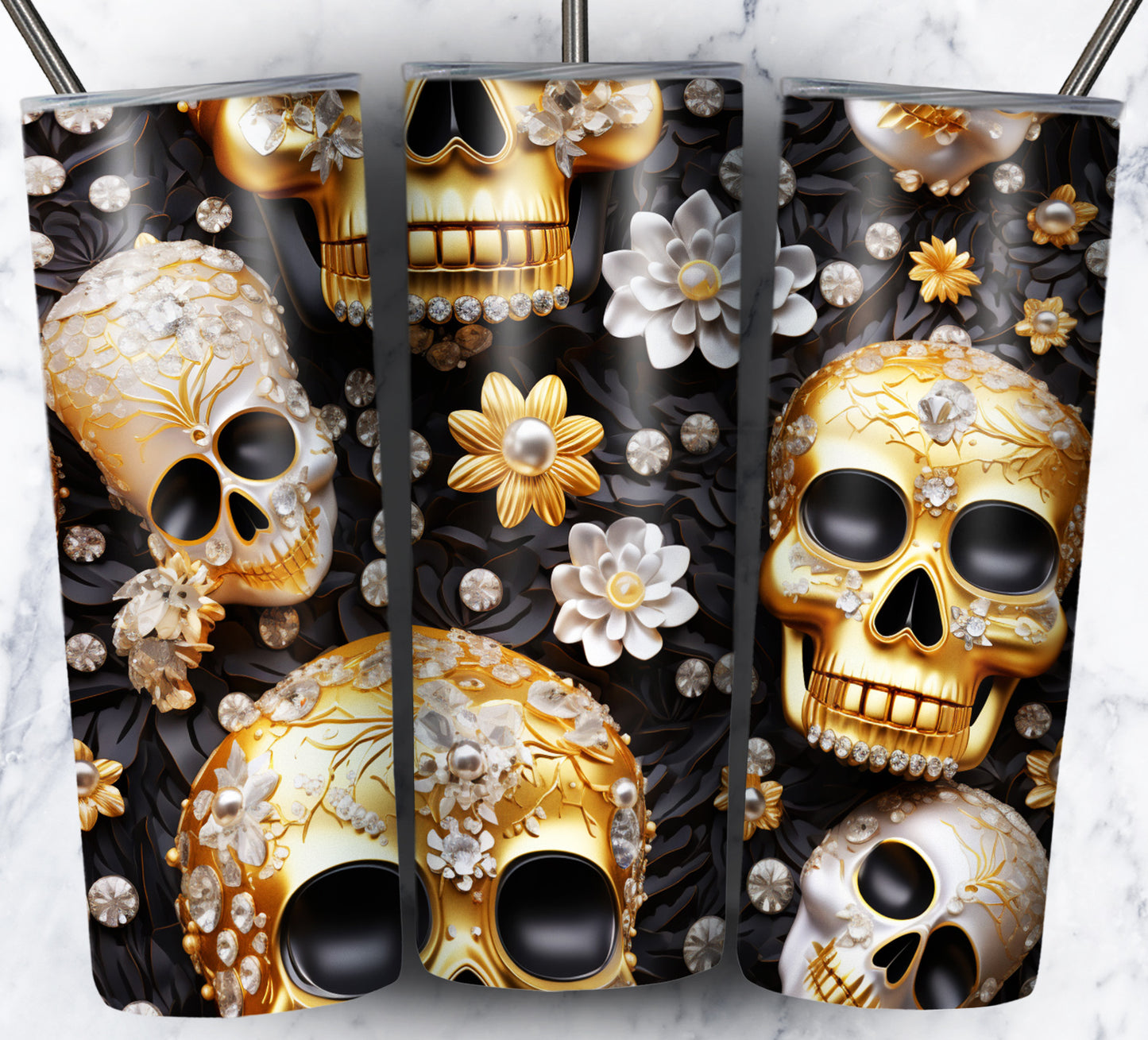 Skull Gems Sublimation 20oz Tumbler Images Bundle