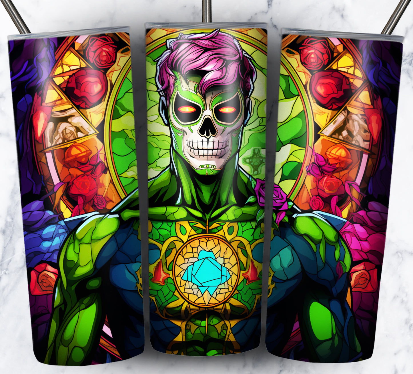 Superhero SugarSkull Sublimation 20oz Tumbler Images Bundle