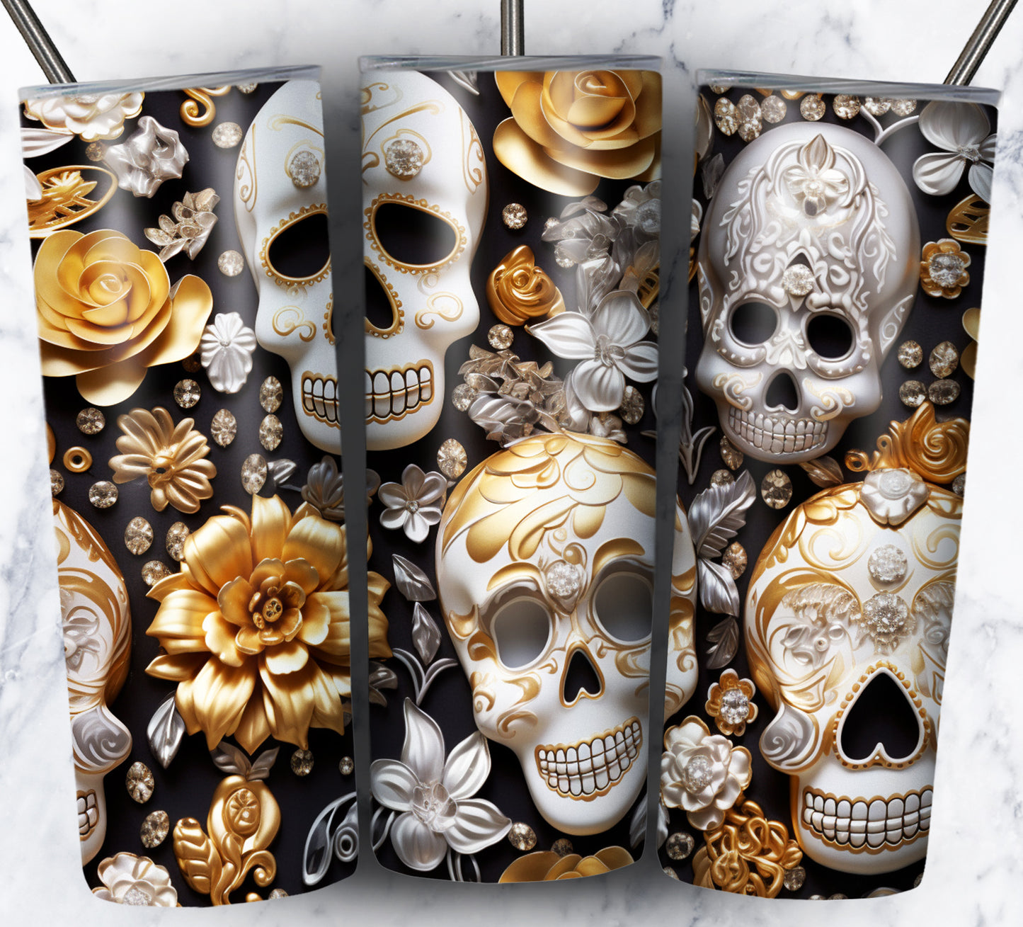 Skull Gems Sublimation 20oz Tumbler Images Bundle