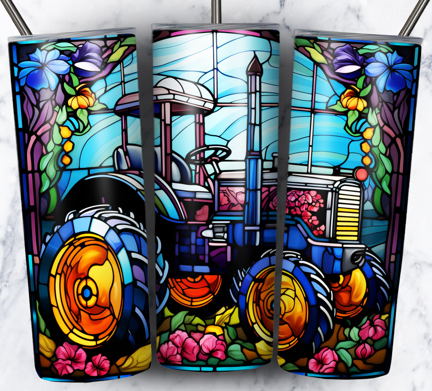 40+ Stain Glass Work Vehicles Sublimation 20oz Images Bundle