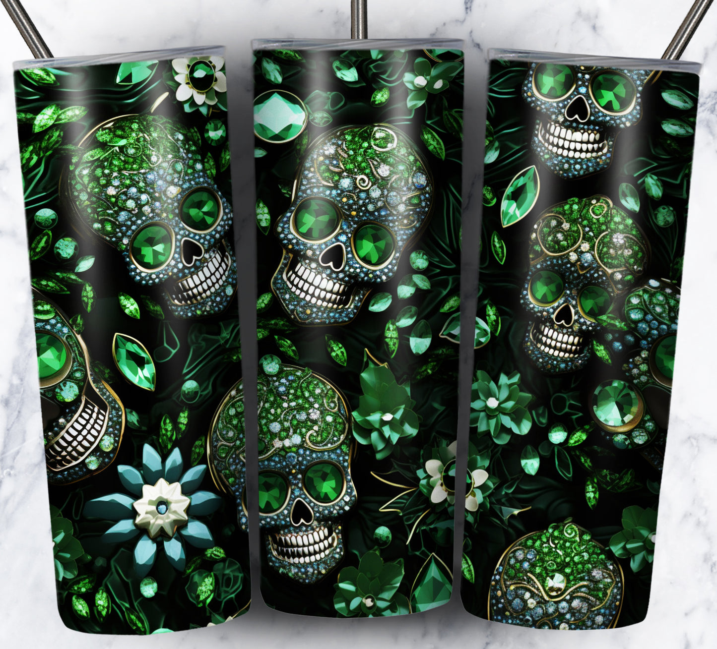 Skull Gems Sublimation 20oz Tumbler Images Bundle