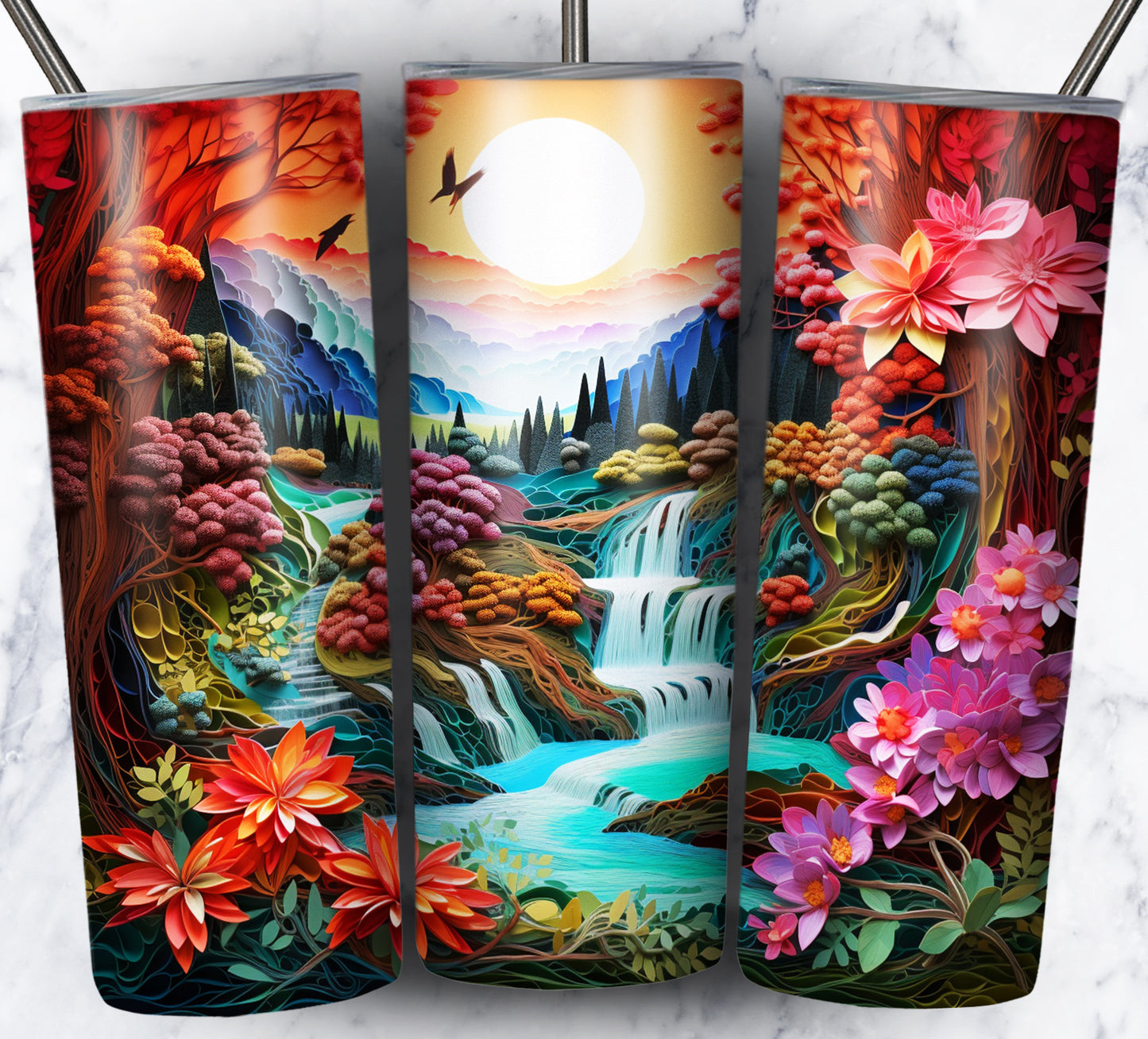 Paper Art Scenery Sublimation 20oz Tumbler Images Bundle