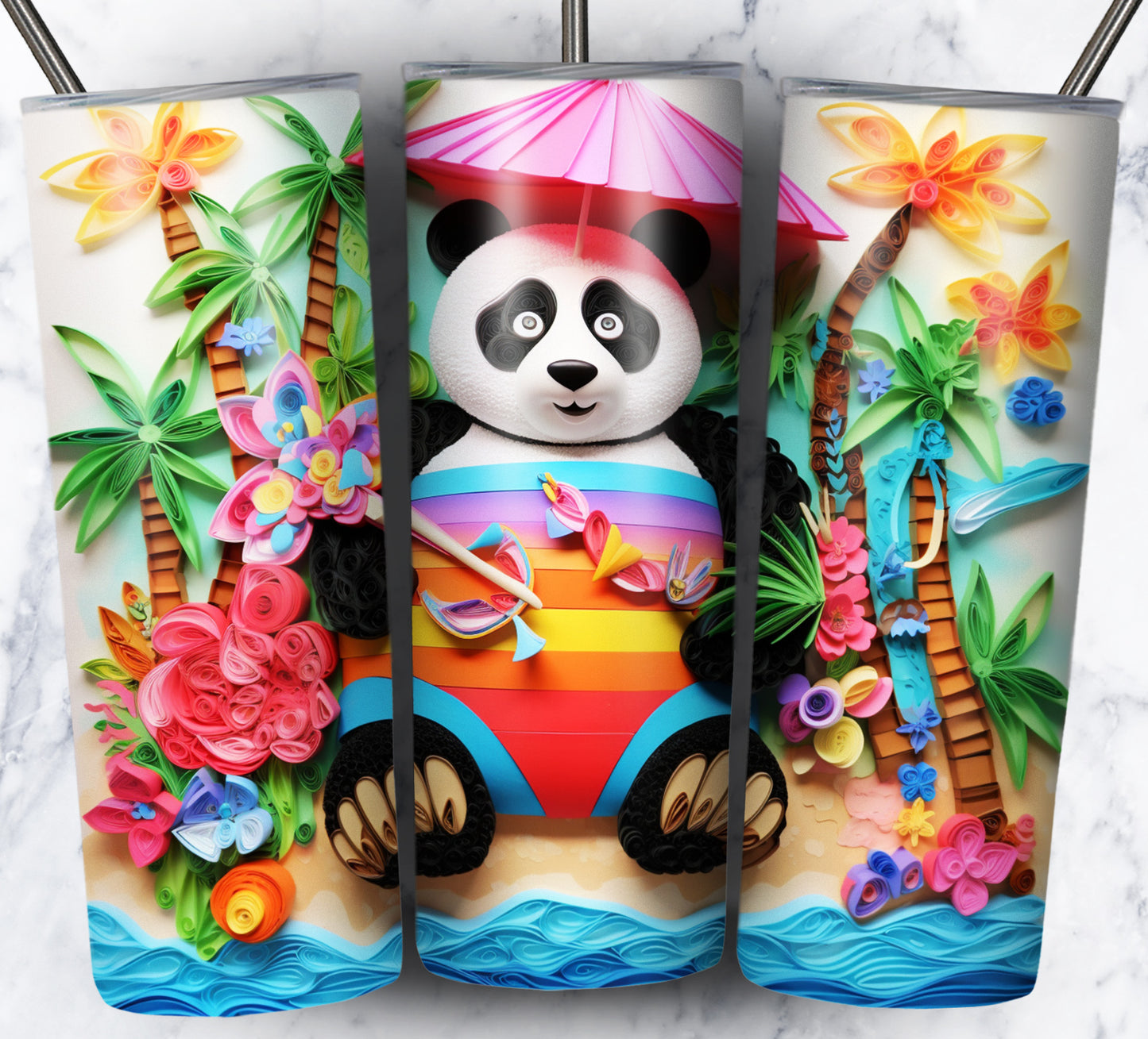 Cartoon Paper Beach Sublimation 20oz Tumbler Images Bundle