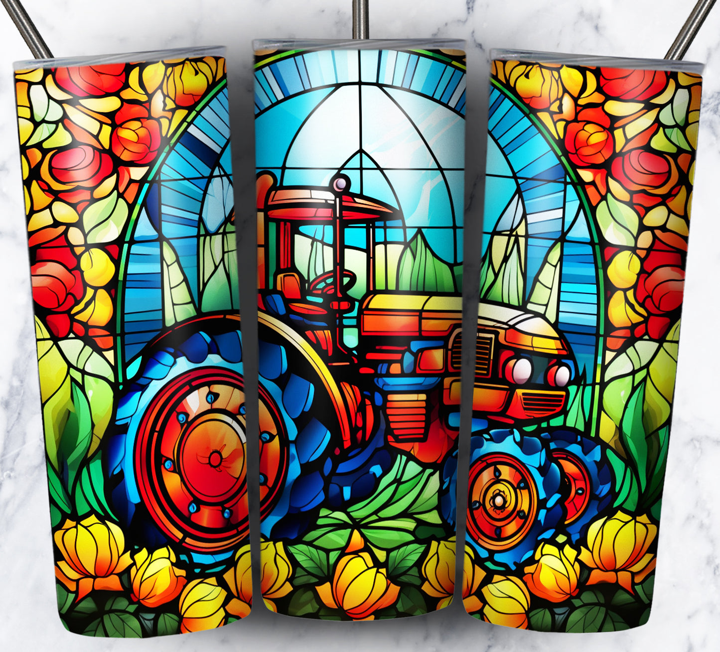 40+ Stain Glass Work Vehicles Sublimation 20oz Images Bundle