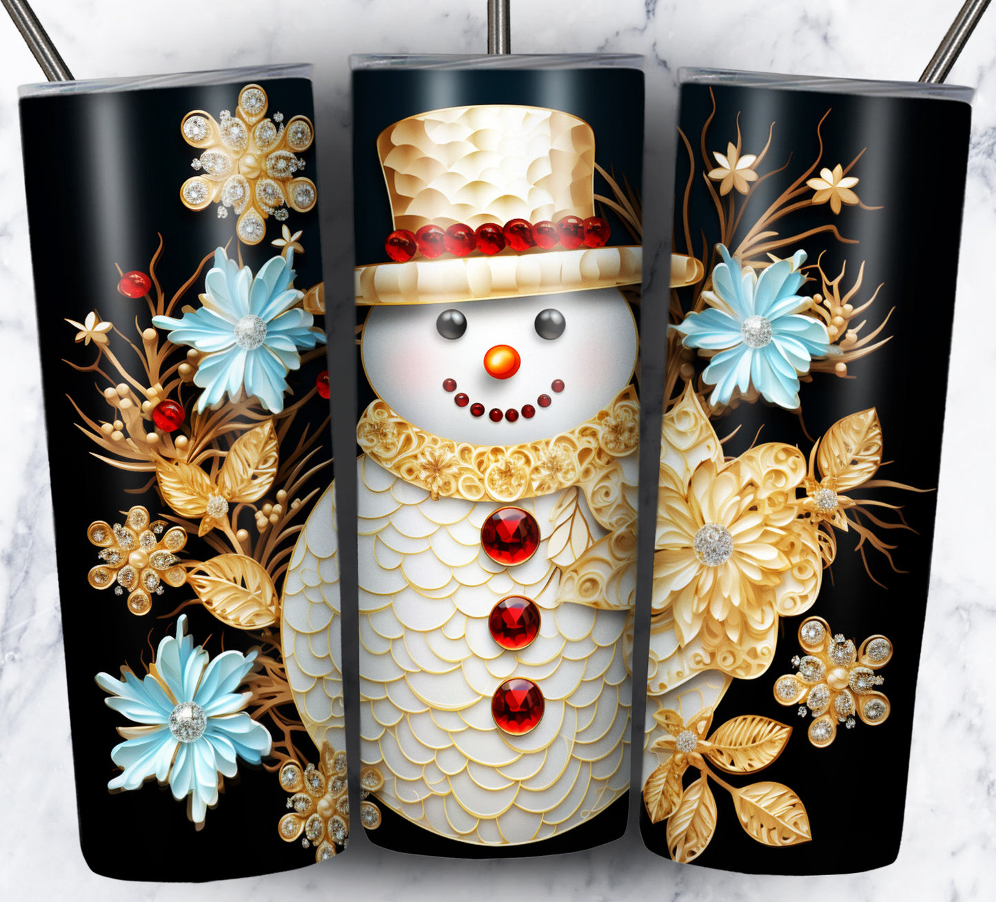 70 3D Christmas Snoman Sublimation 20oz Images Bundle