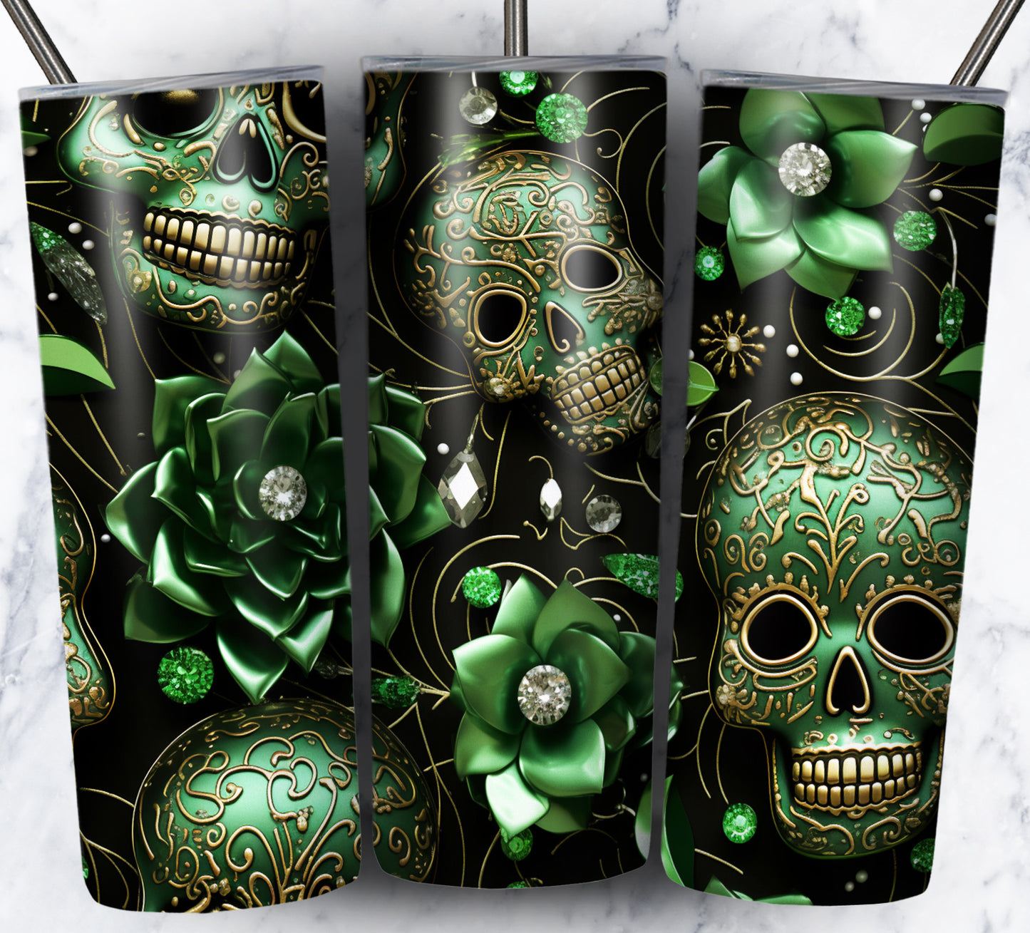 Skull Gems Sublimation 20oz Tumbler Images Bundle