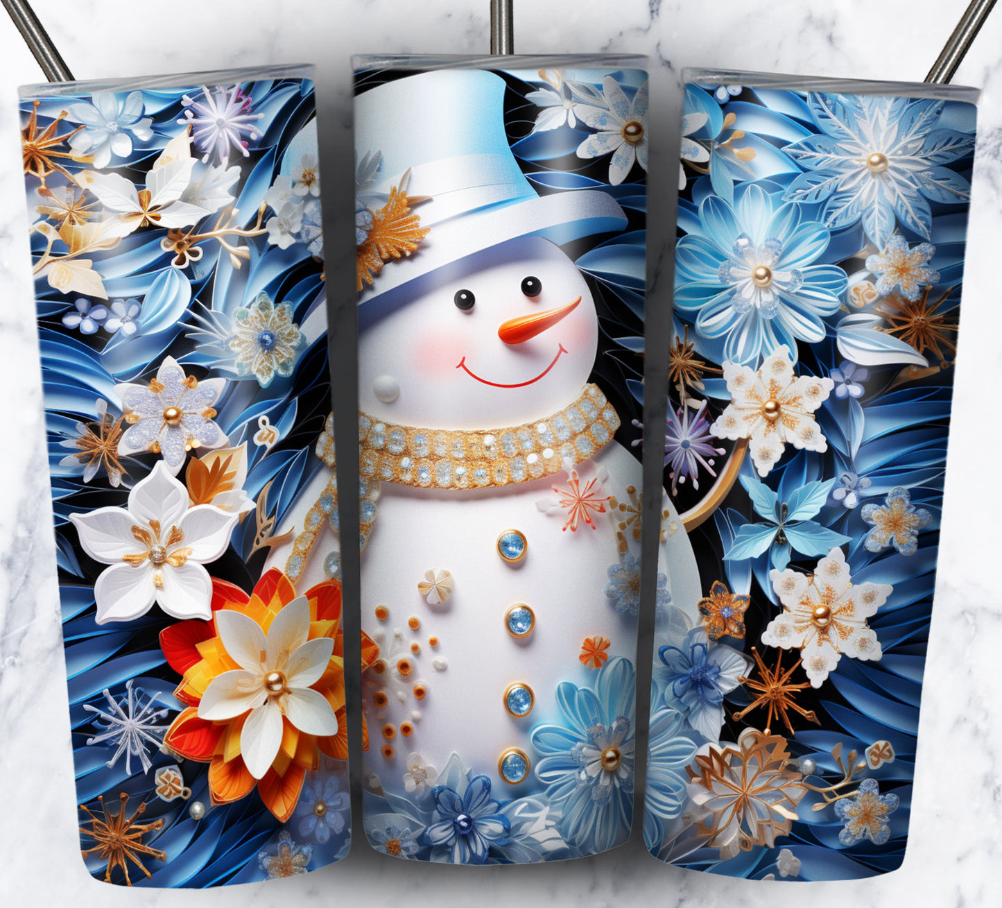 70 3D Christmas Snoman Sublimation 20oz Images Bundle