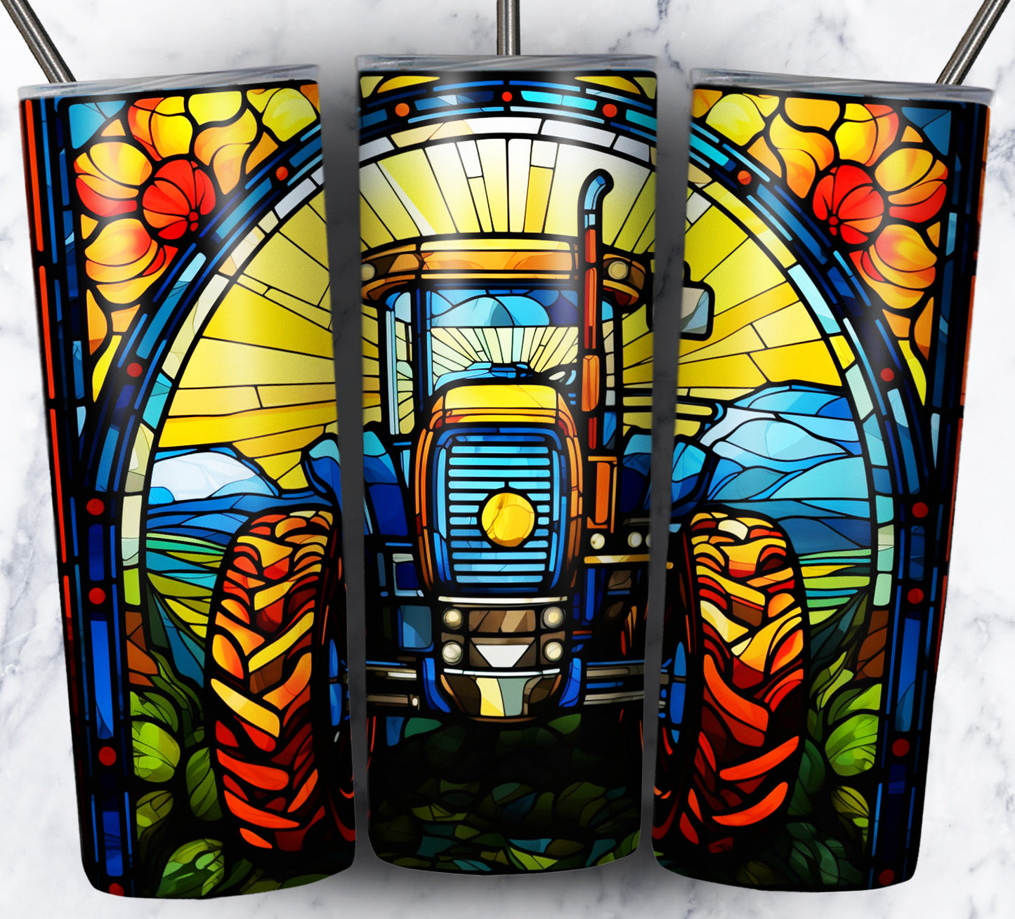 40+ Stain Glass Work Vehicles Sublimation 20oz Images Bundle