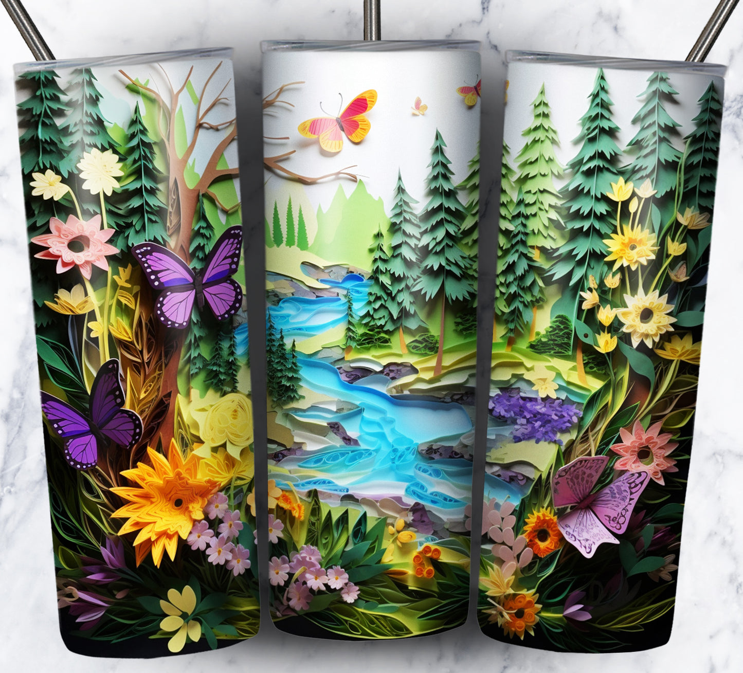 Paper Art Scenery Sublimation 20oz Tumbler Images Bundle