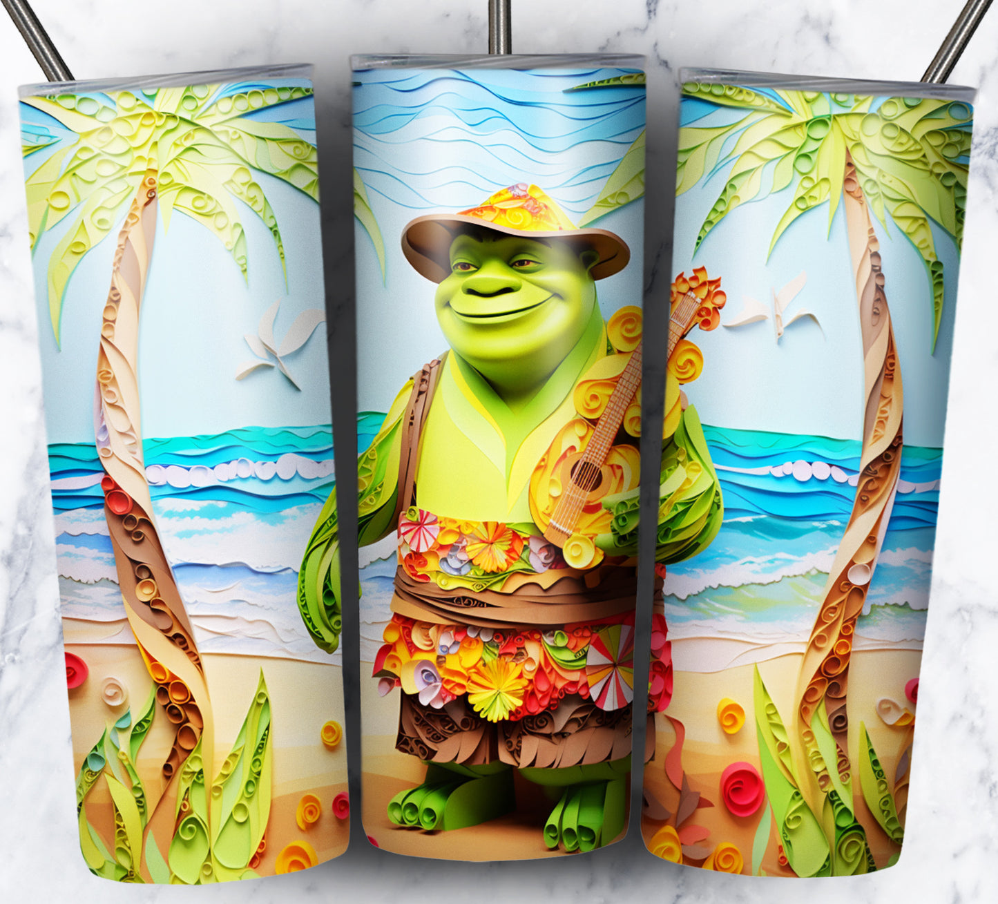 Cartoon Paper Beach Sublimation 20oz Tumbler Images Bundle