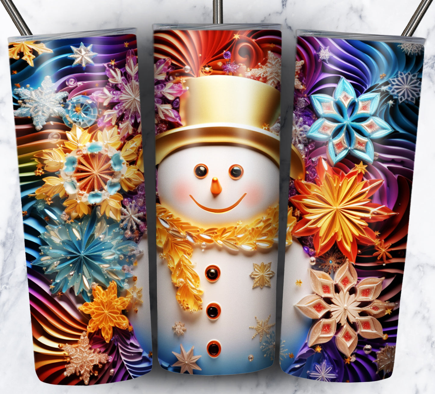 70 3D Christmas Snoman Sublimation 20oz Images Bundle