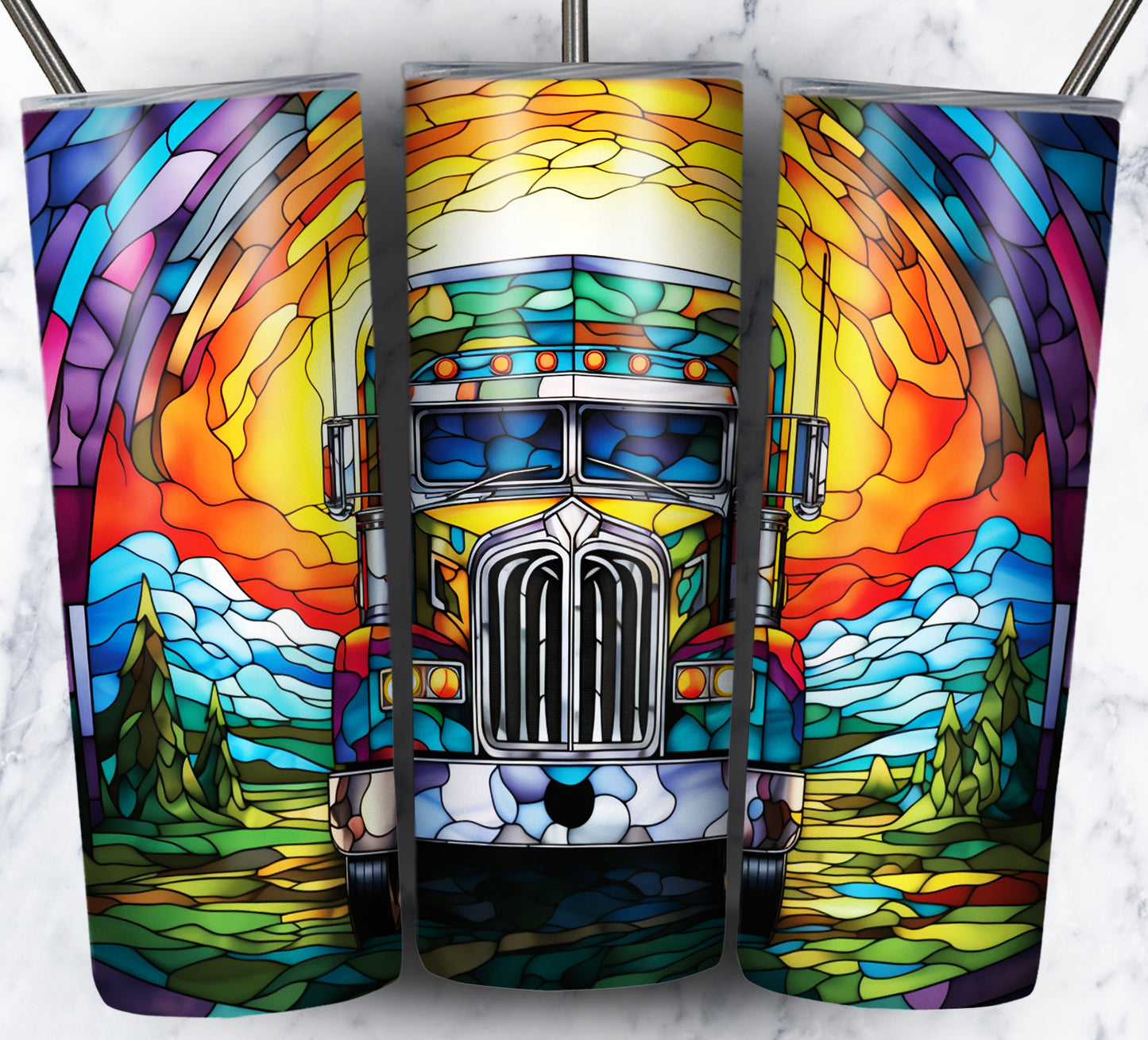 40+ Stain Glass Work Vehicles Sublimation 20oz Images Bundle