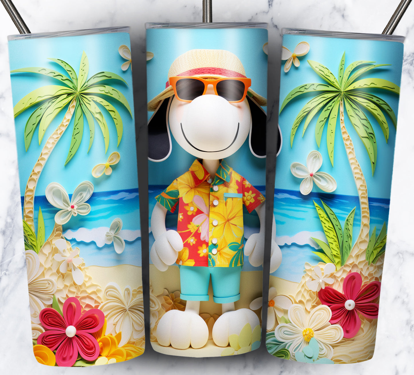 Cartoon Paper Beach Sublimation 20oz Tumbler Images Bundle