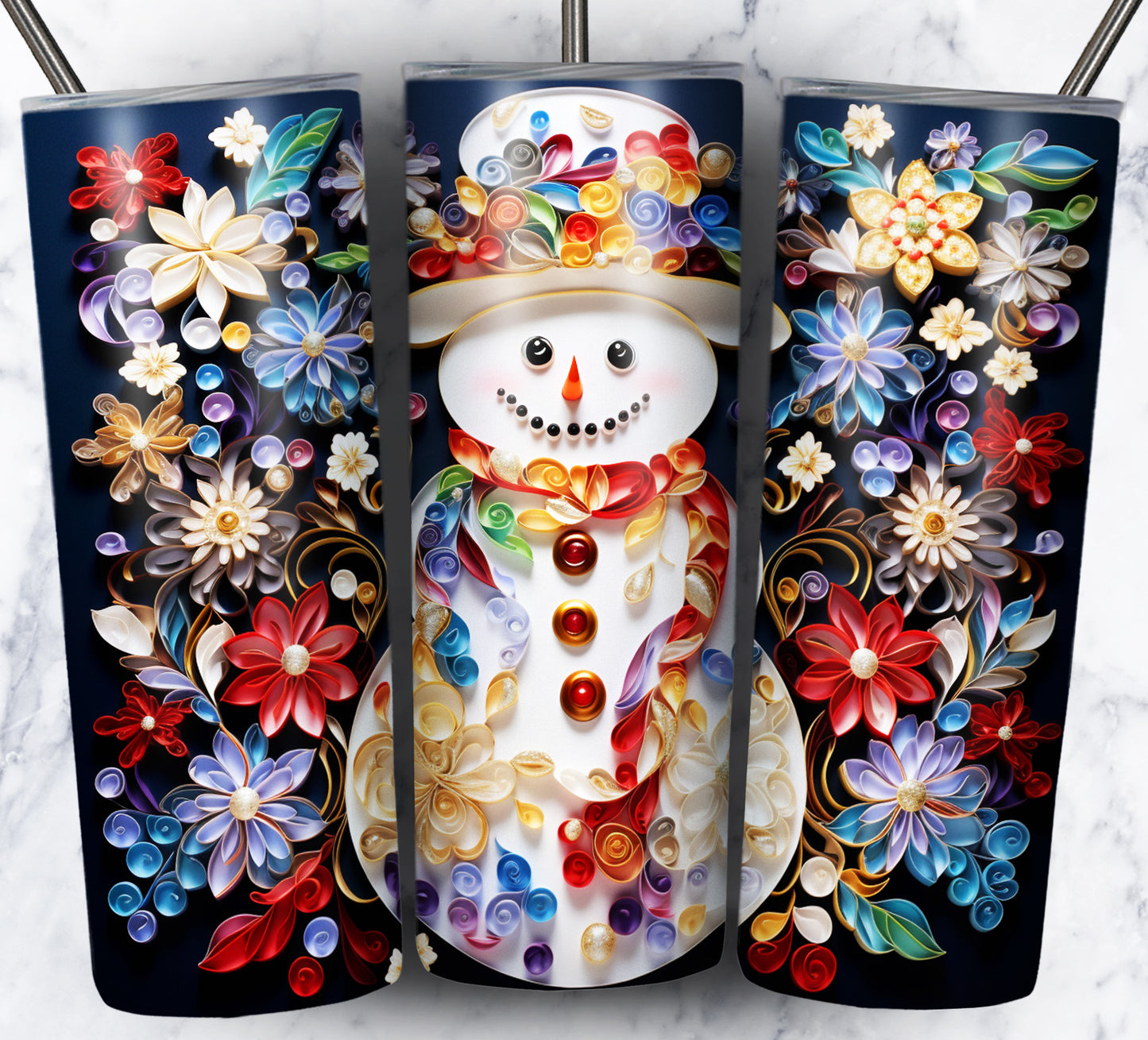 60+ 3D Christmas Floral Sublimation 20oz Images Bundle