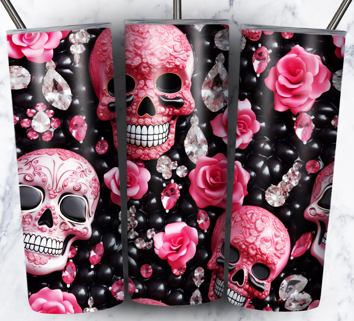 Skull Gems Sublimation 20oz Tumbler Images Bundle