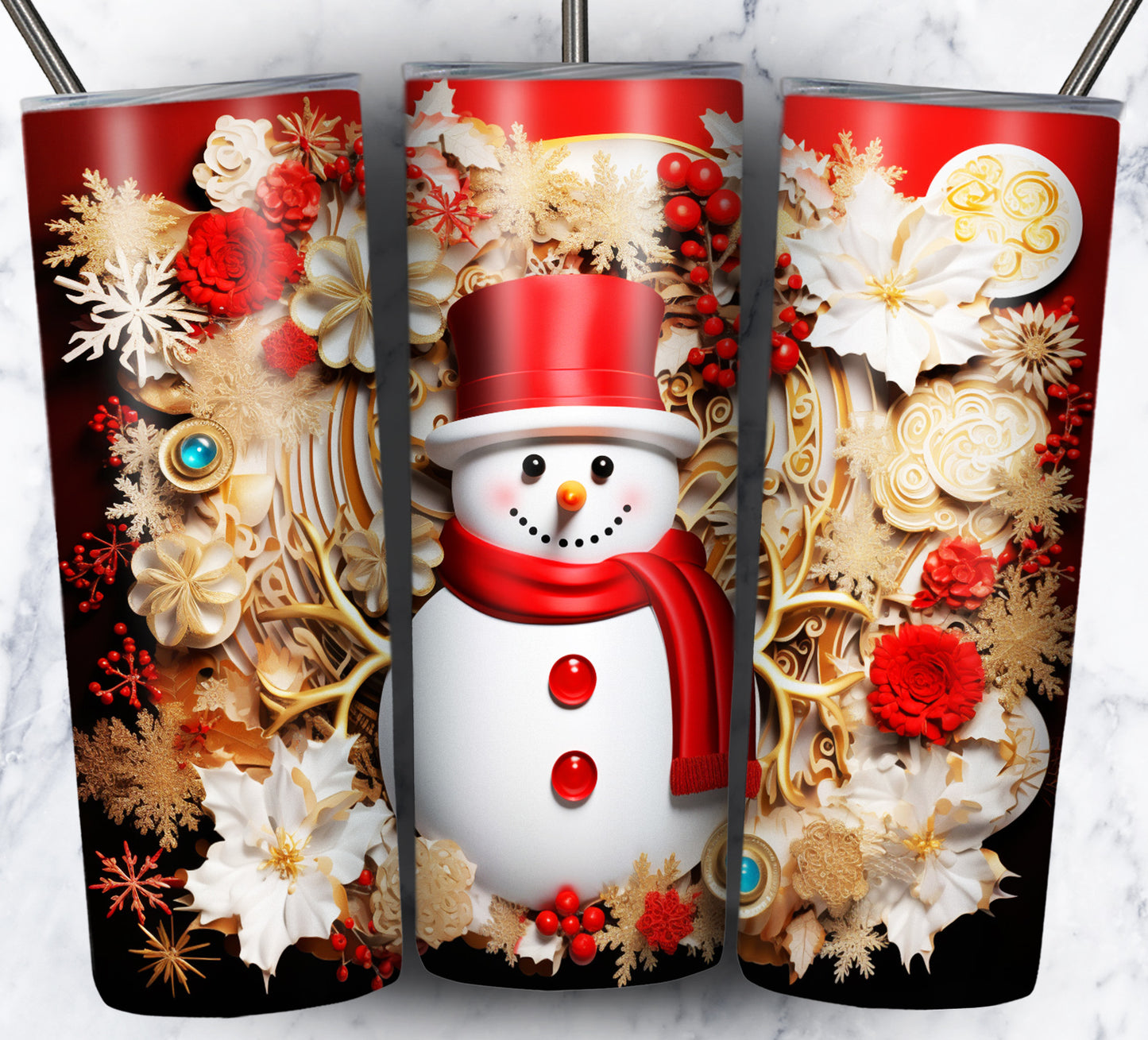 60+ 3D Christmas Floral Sublimation 20oz Images Bundle