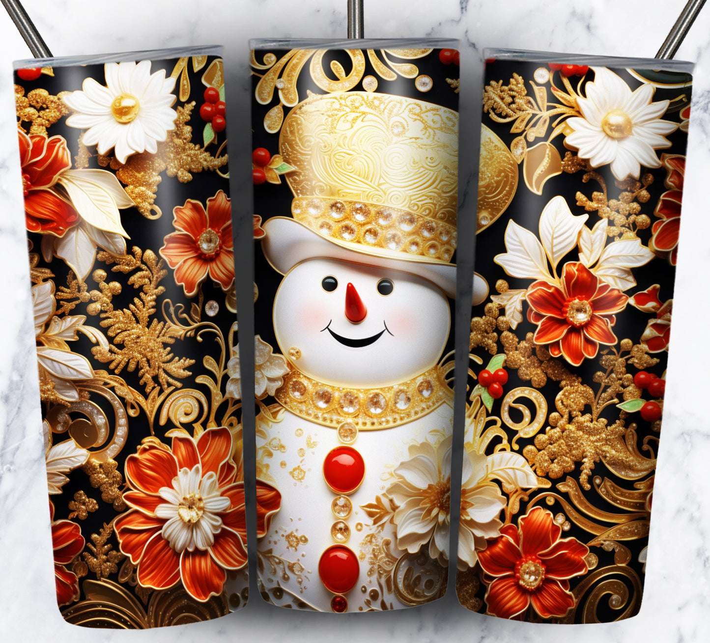 60+ 3D Christmas Floral Sublimation 20oz Images Bundle