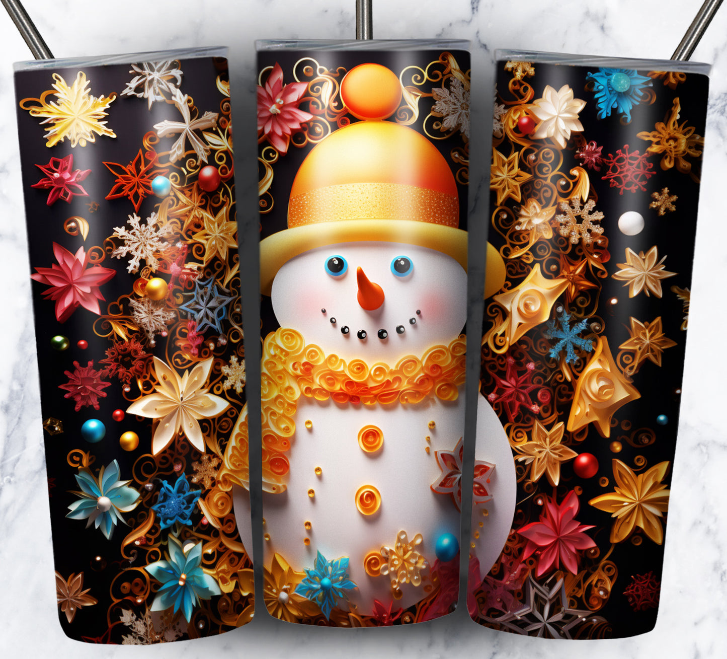 70 3D Christmas Snoman Sublimation 20oz Images Bundle