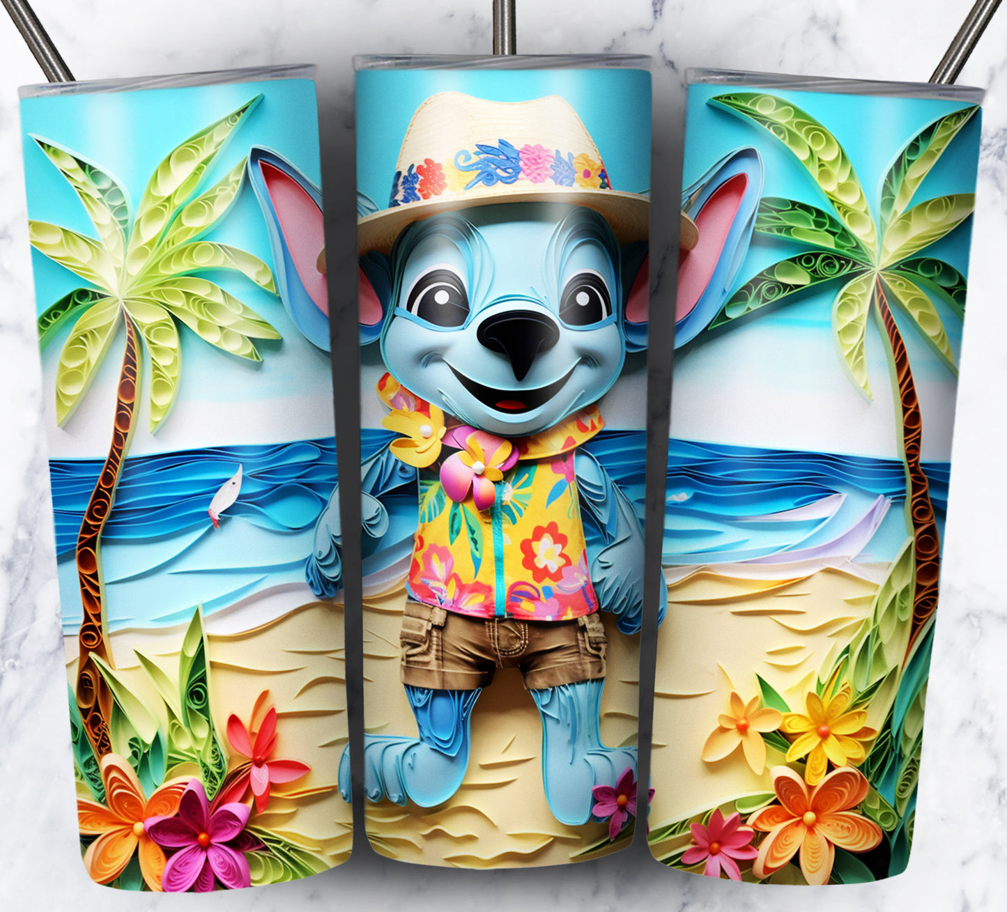 Cartoon Paper Beach Sublimation 20oz Tumbler Images Bundle