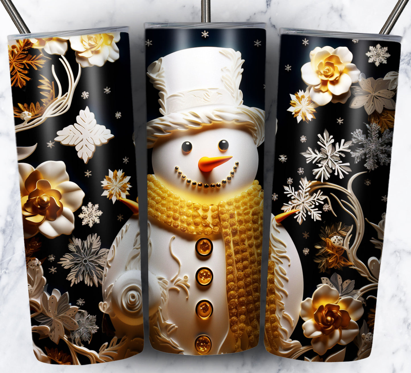 70 3D Christmas Snoman Sublimation 20oz Images Bundle