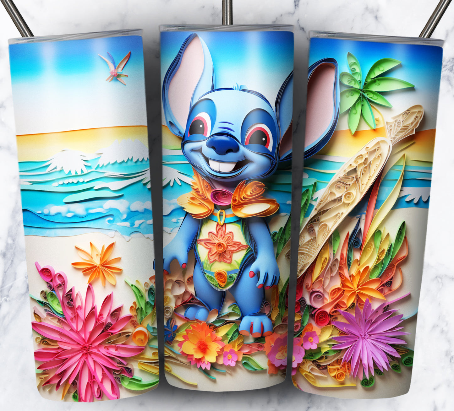 Cartoon Paper Beach Sublimation 20oz Tumbler Images Bundle