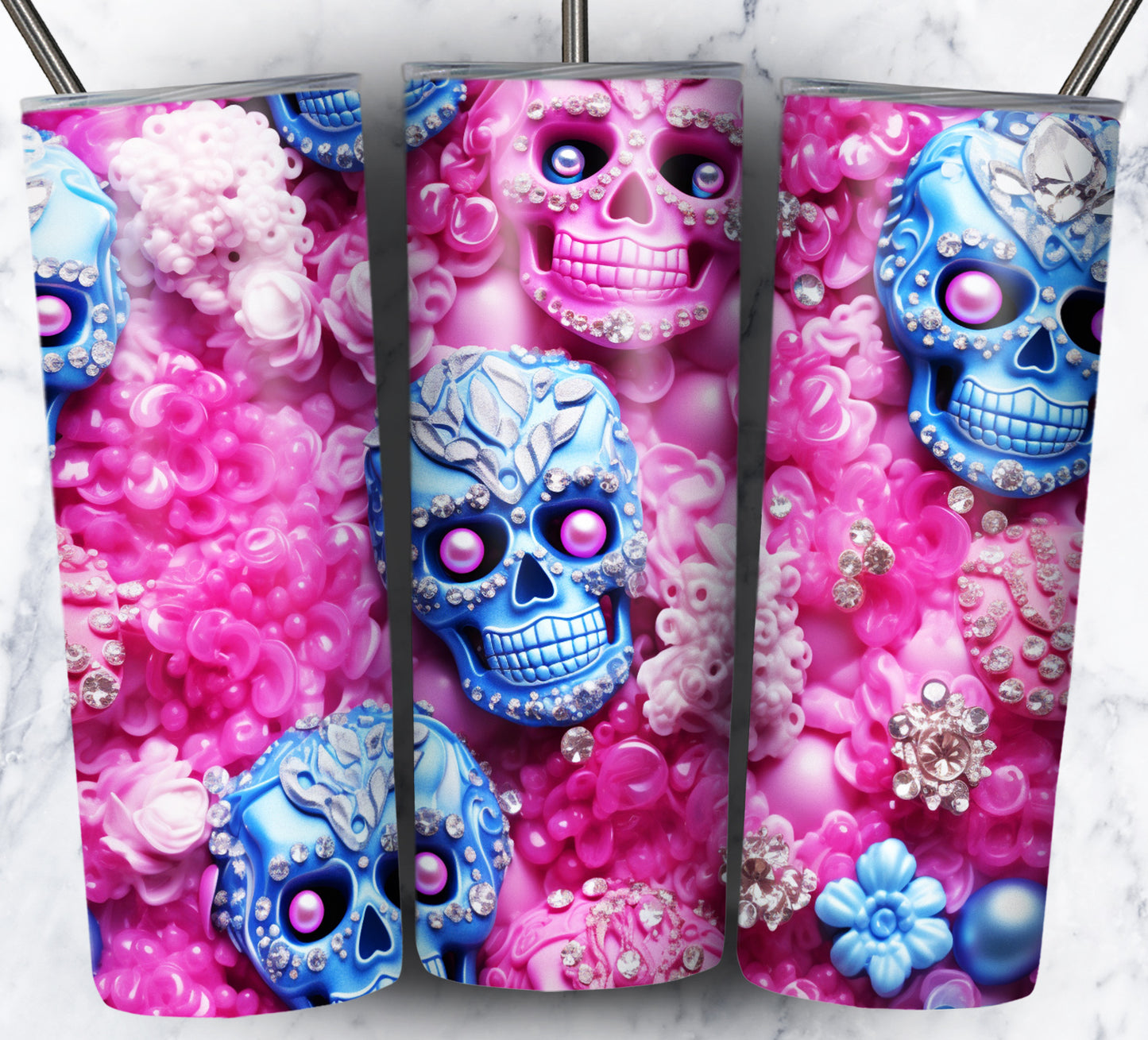 Skull Gems Sublimation 20oz Tumbler Images Bundle