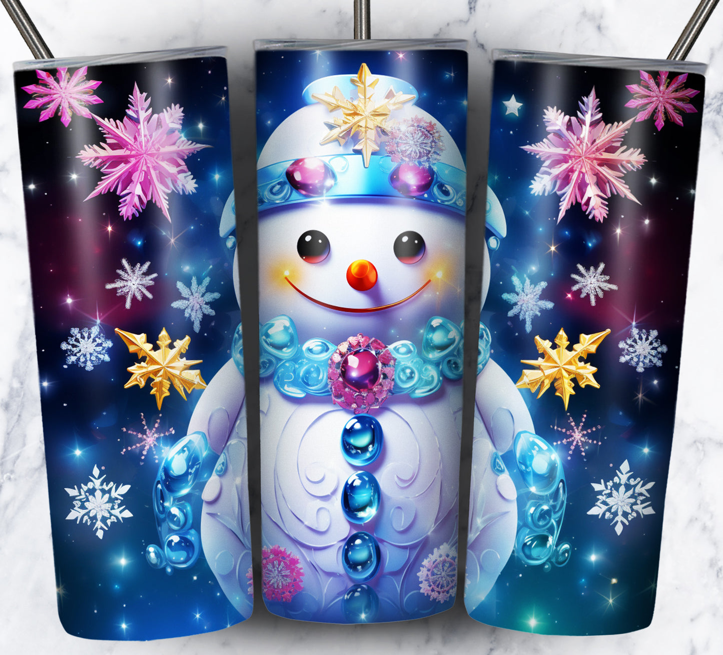 70 3D Christmas Snoman Sublimation 20oz Images Bundle