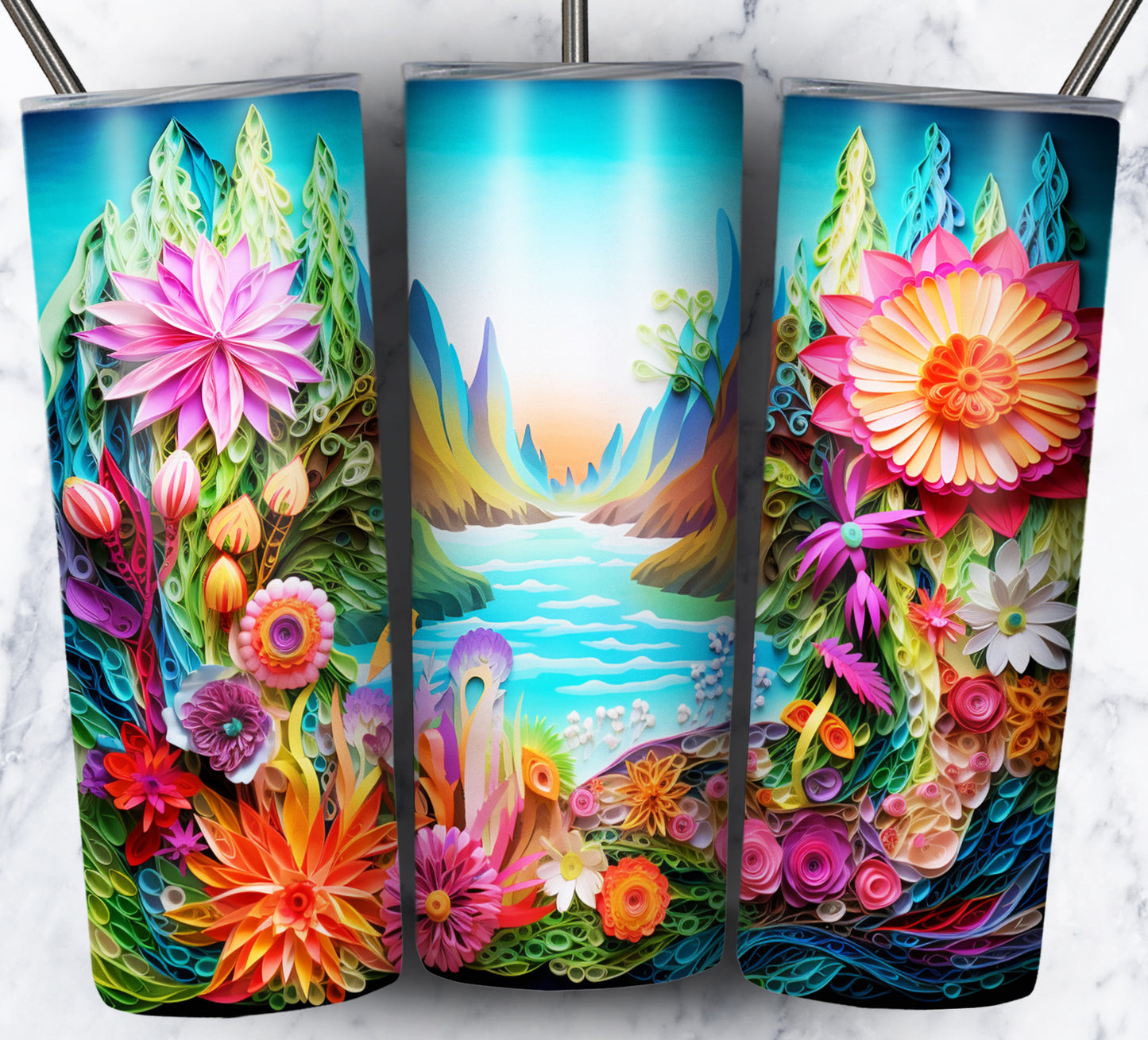 Paper Art Scenery Sublimation 20oz Tumbler Images Bundle