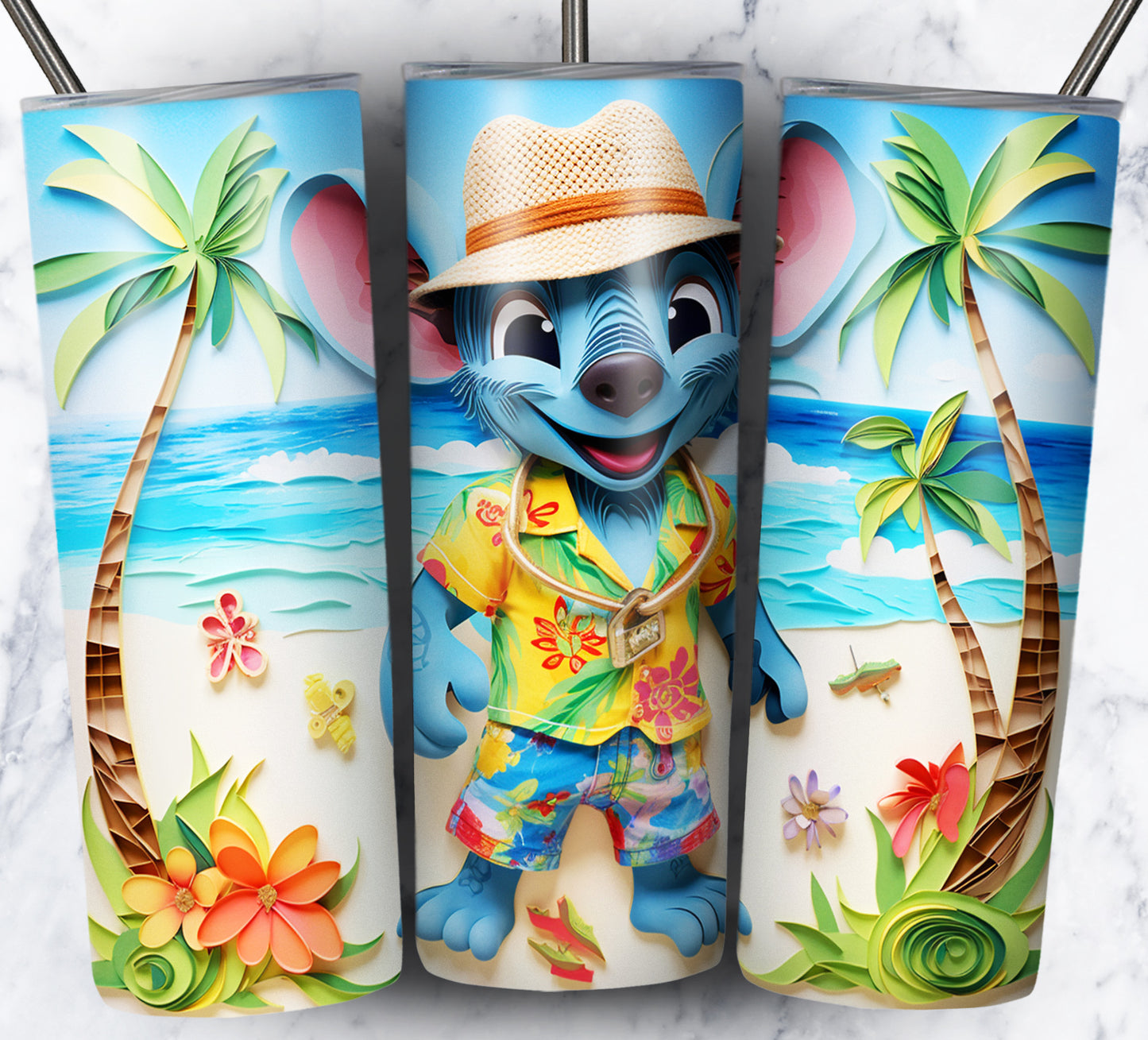 Cartoon Paper Beach Sublimation 20oz Tumbler Images Bundle