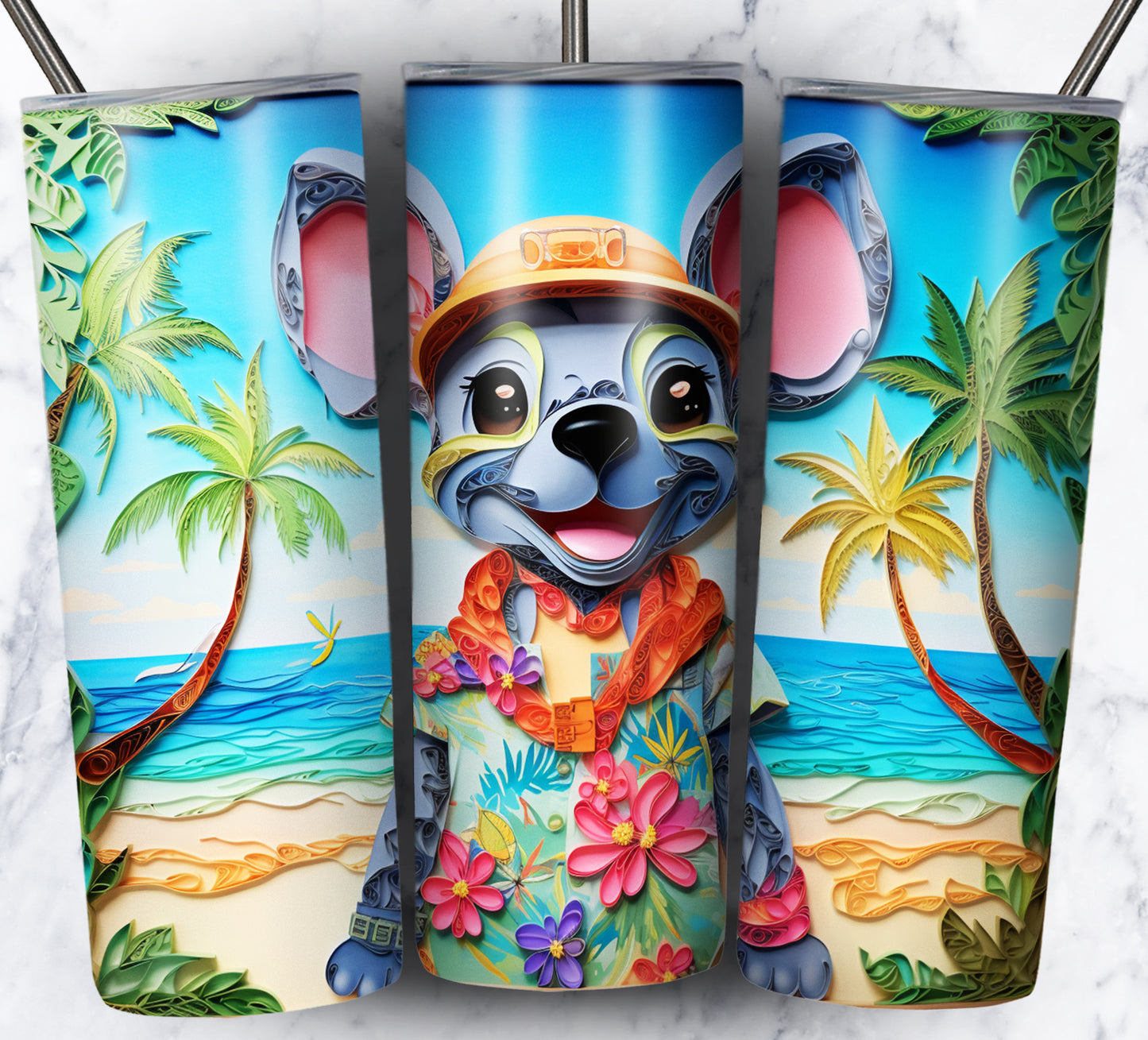 Cartoon Paper Beach Sublimation 20oz Tumbler Images Bundle