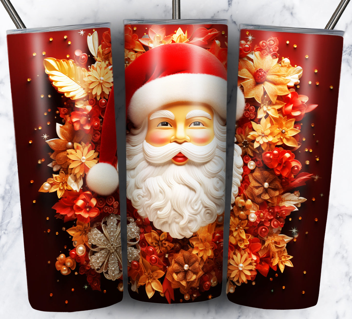 60+ 3D Christmas Floral Sublimation 20oz Images Bundle