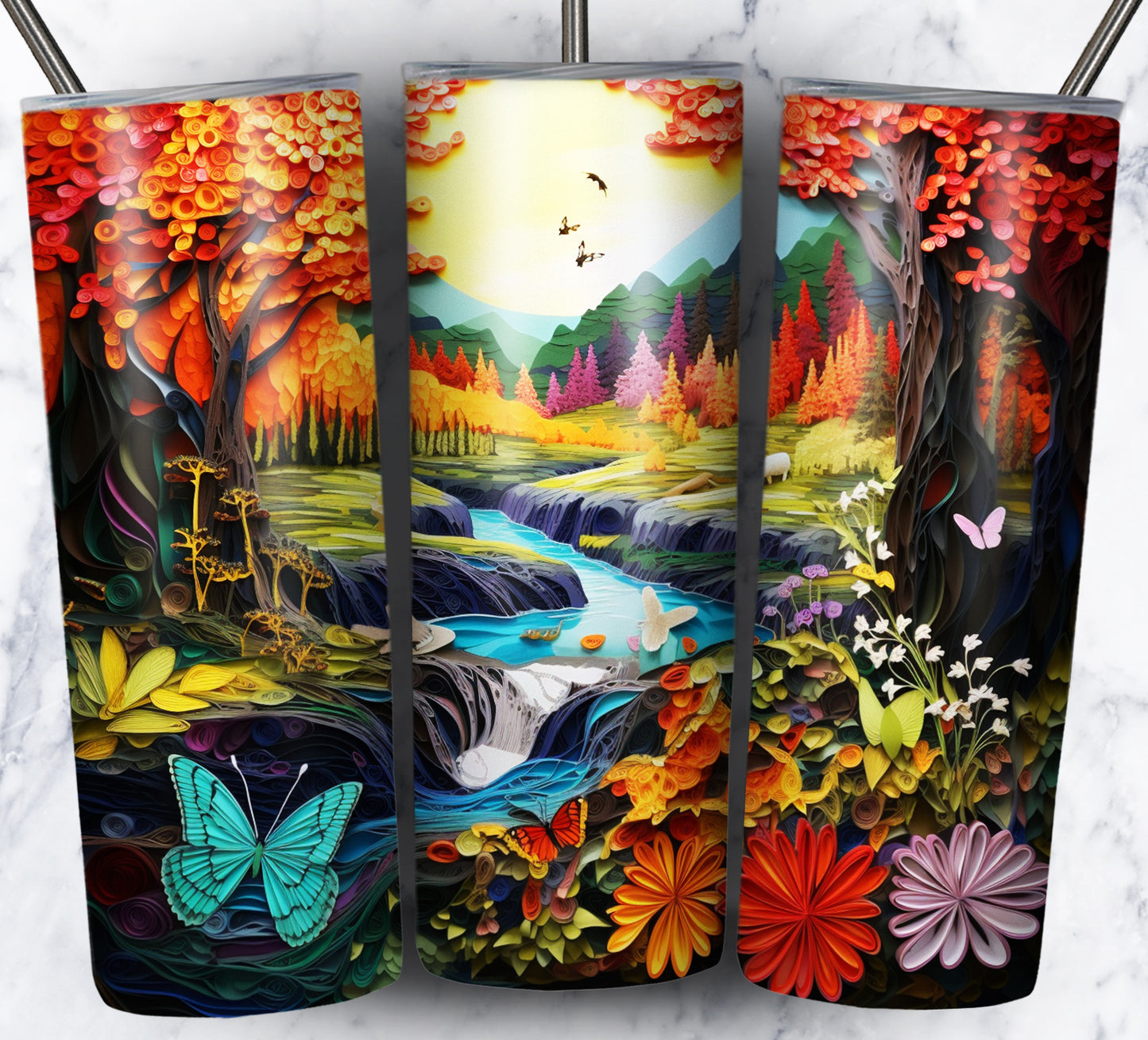 Paper Art Scenery Sublimation 20oz Tumbler Images Bundle