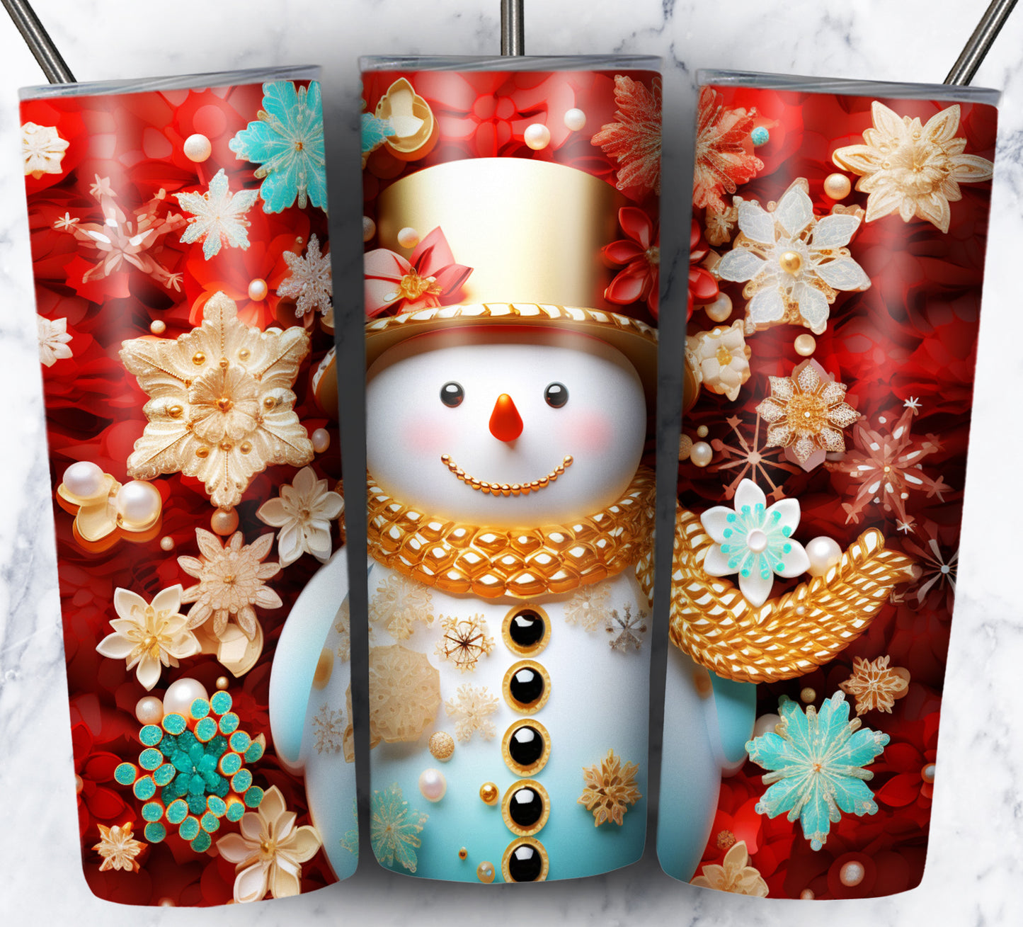 70 3D Christmas Snoman Sublimation 20oz Images Bundle