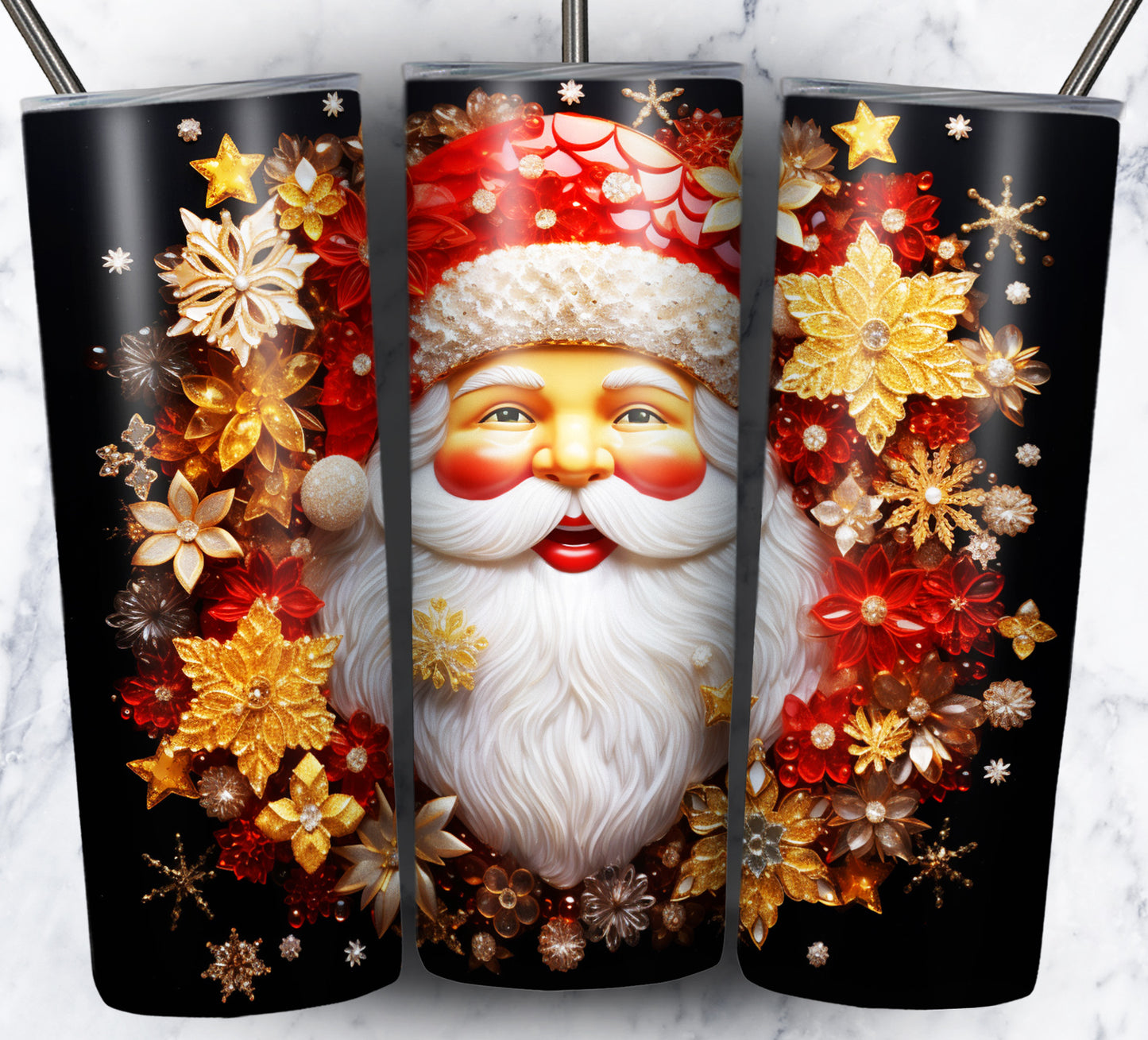 60+ 3D Christmas Floral Sublimation 20oz Images Bundle