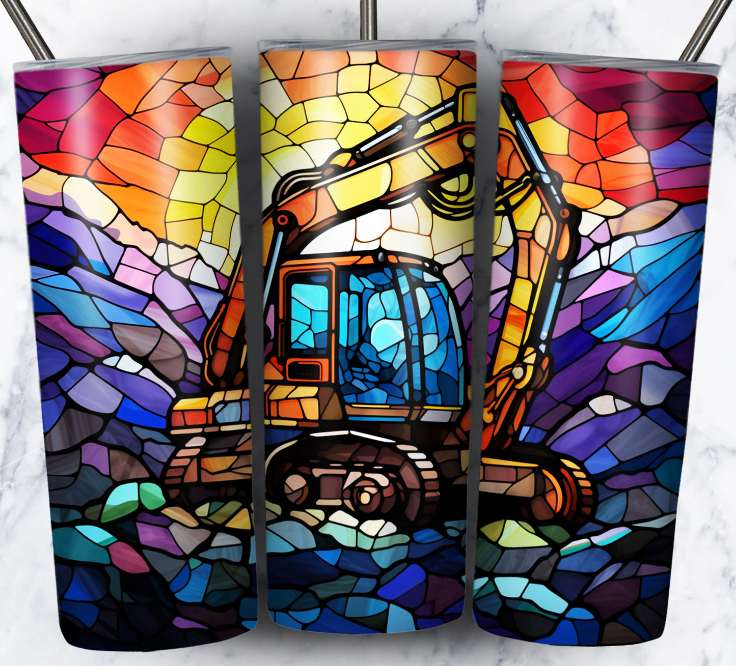 40+ Stain Glass Work Vehicles Sublimation 20oz Images Bundle