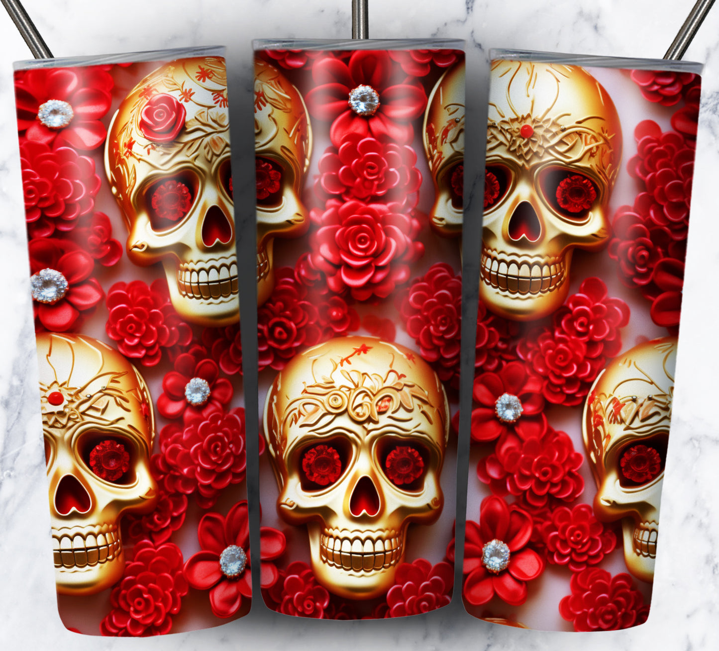 Skull Gems Sublimation 20oz Tumbler Images Bundle