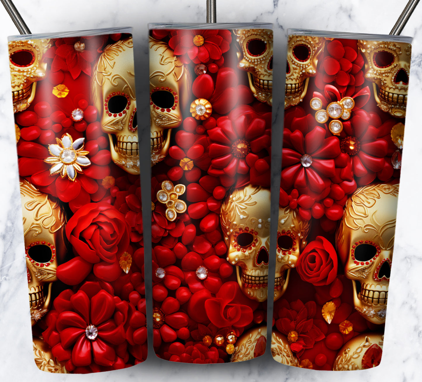 Skull Gems Sublimation 20oz Tumbler Images Bundle